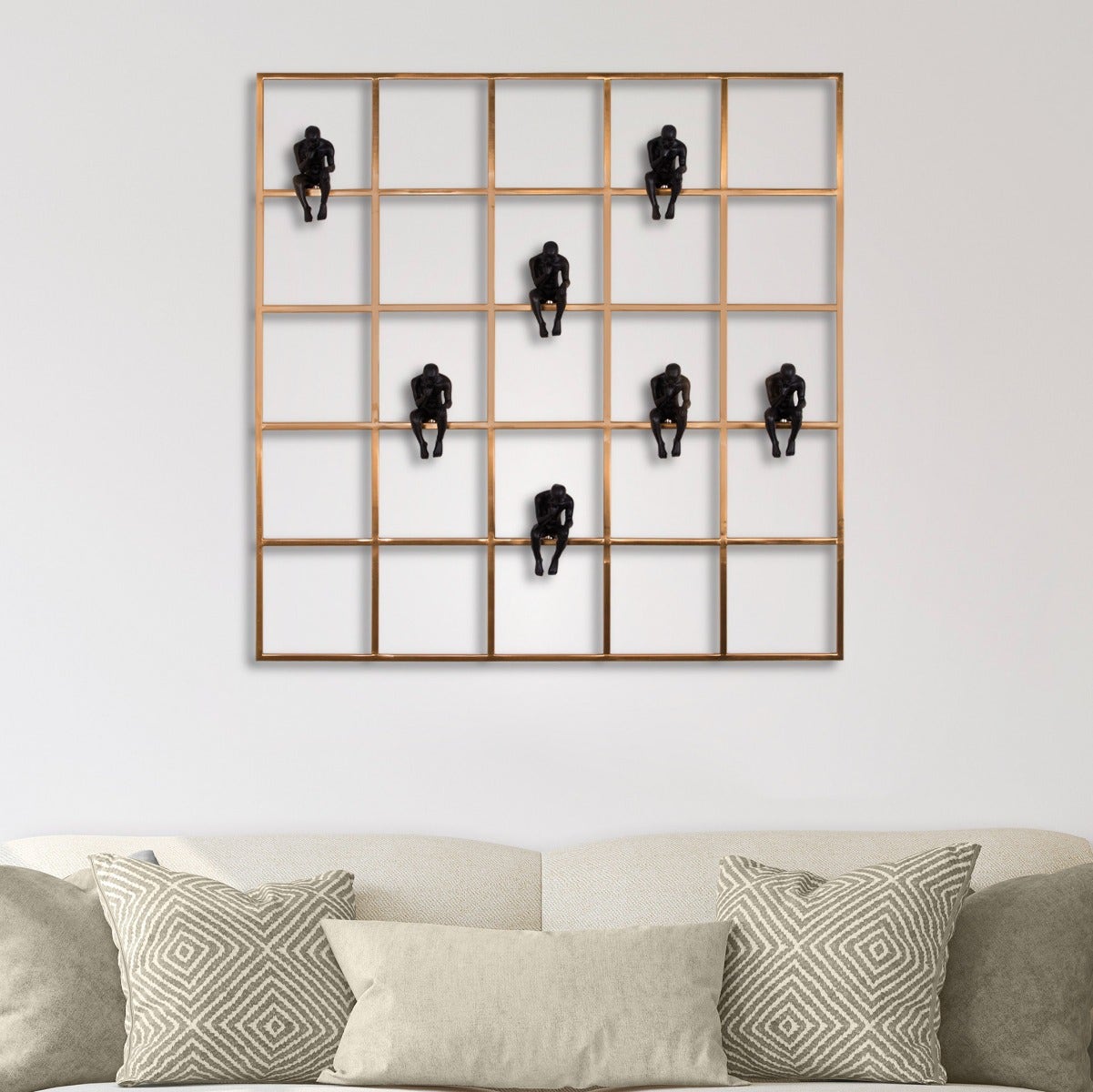 Man In The Grid (Gold / Black) Wall Art