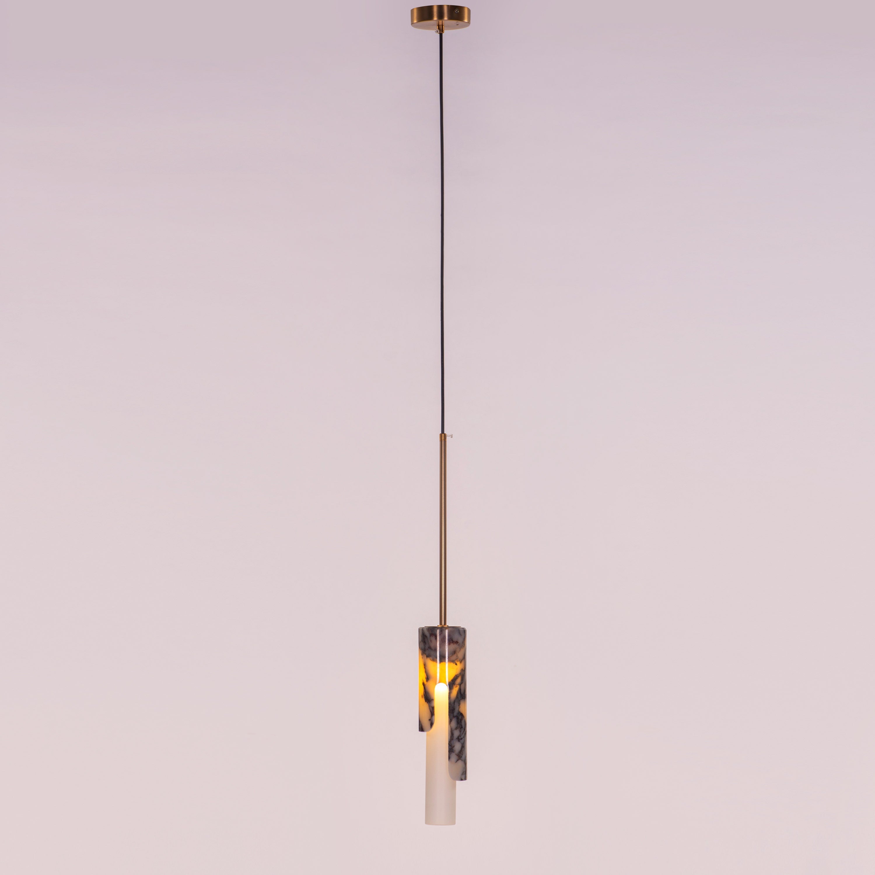 Veil Of Smoke (Gold, Black, White) Marble Pendant Light