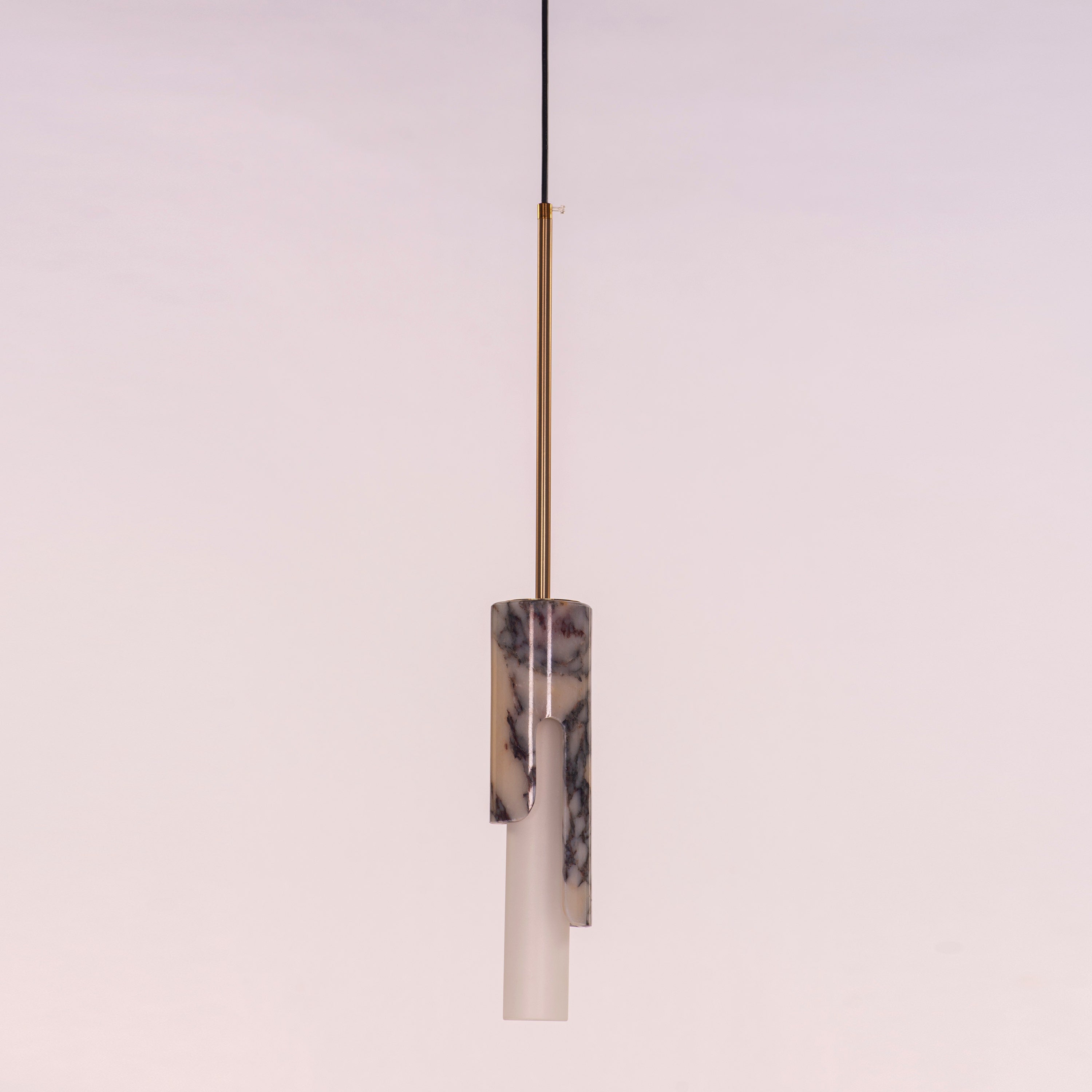 Veil Of Smoke (Gold, Black, White) Marble Pendant Light