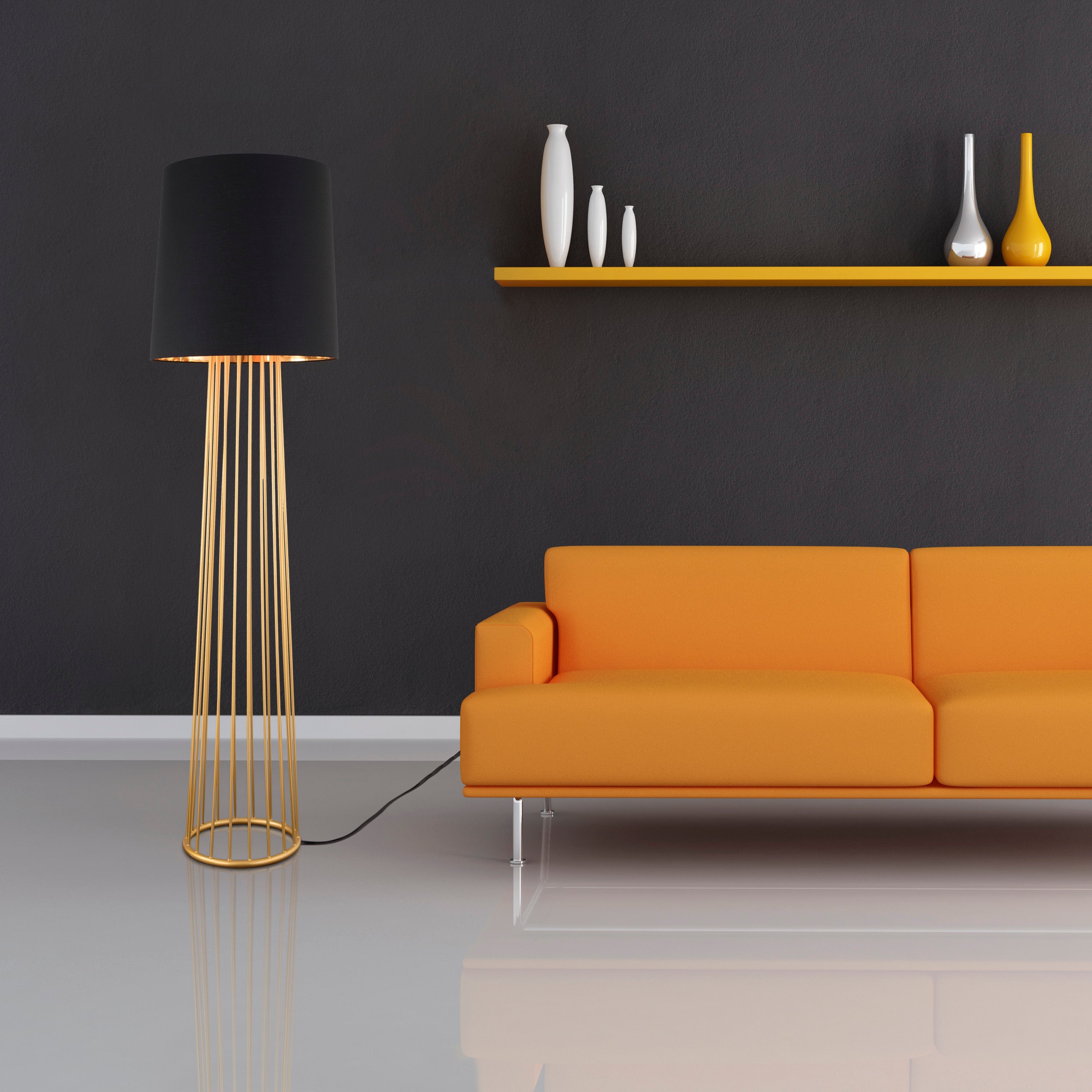 Story Spinner (Gold, Black) Floor Lamp
