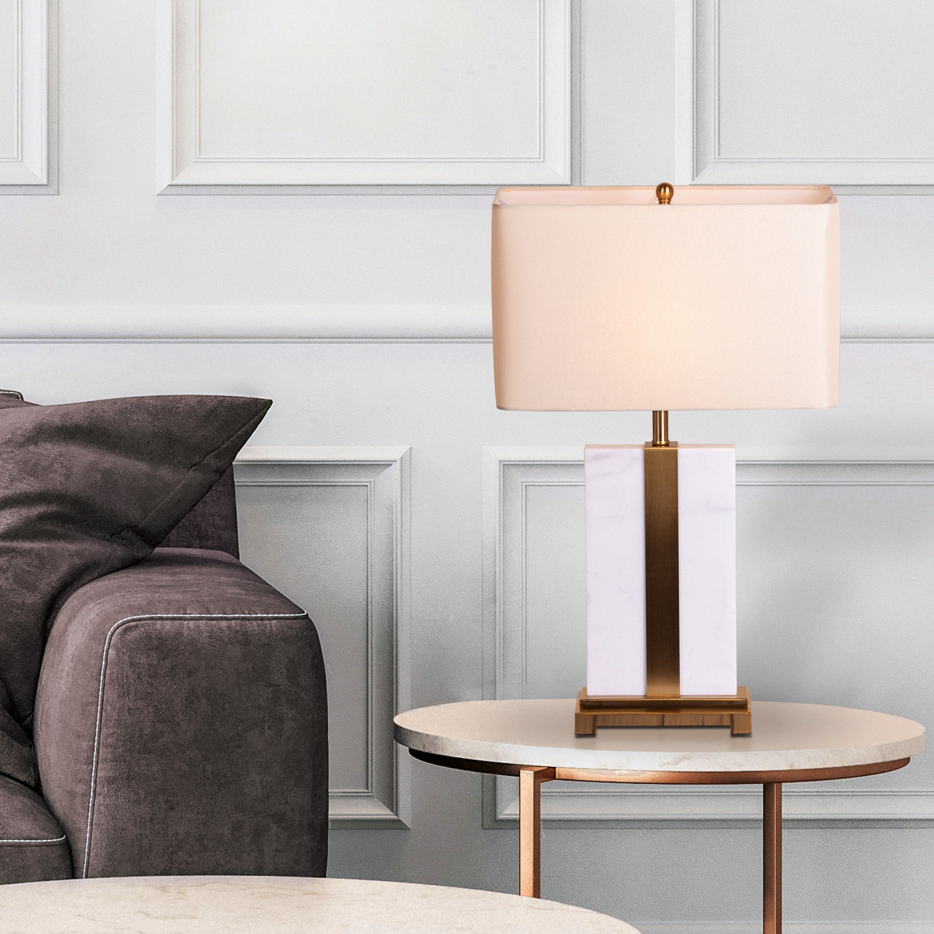 Just A Memory (White, Gold) Marble Table Lamp