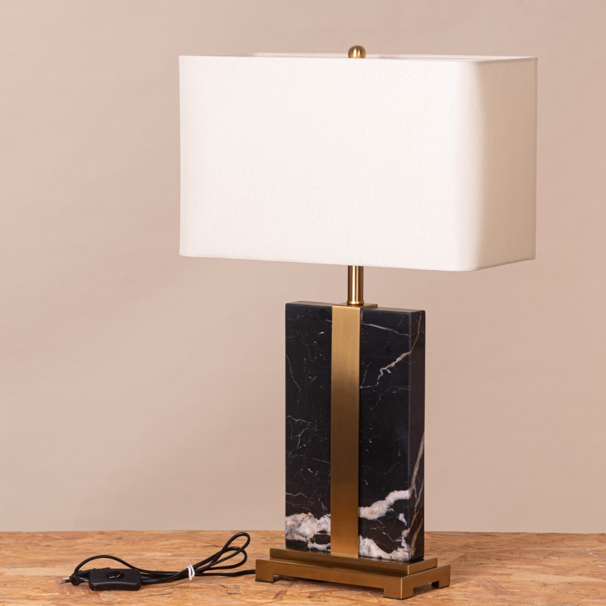 Wings Break Free (Black, Gold) Marble Table Lamp
