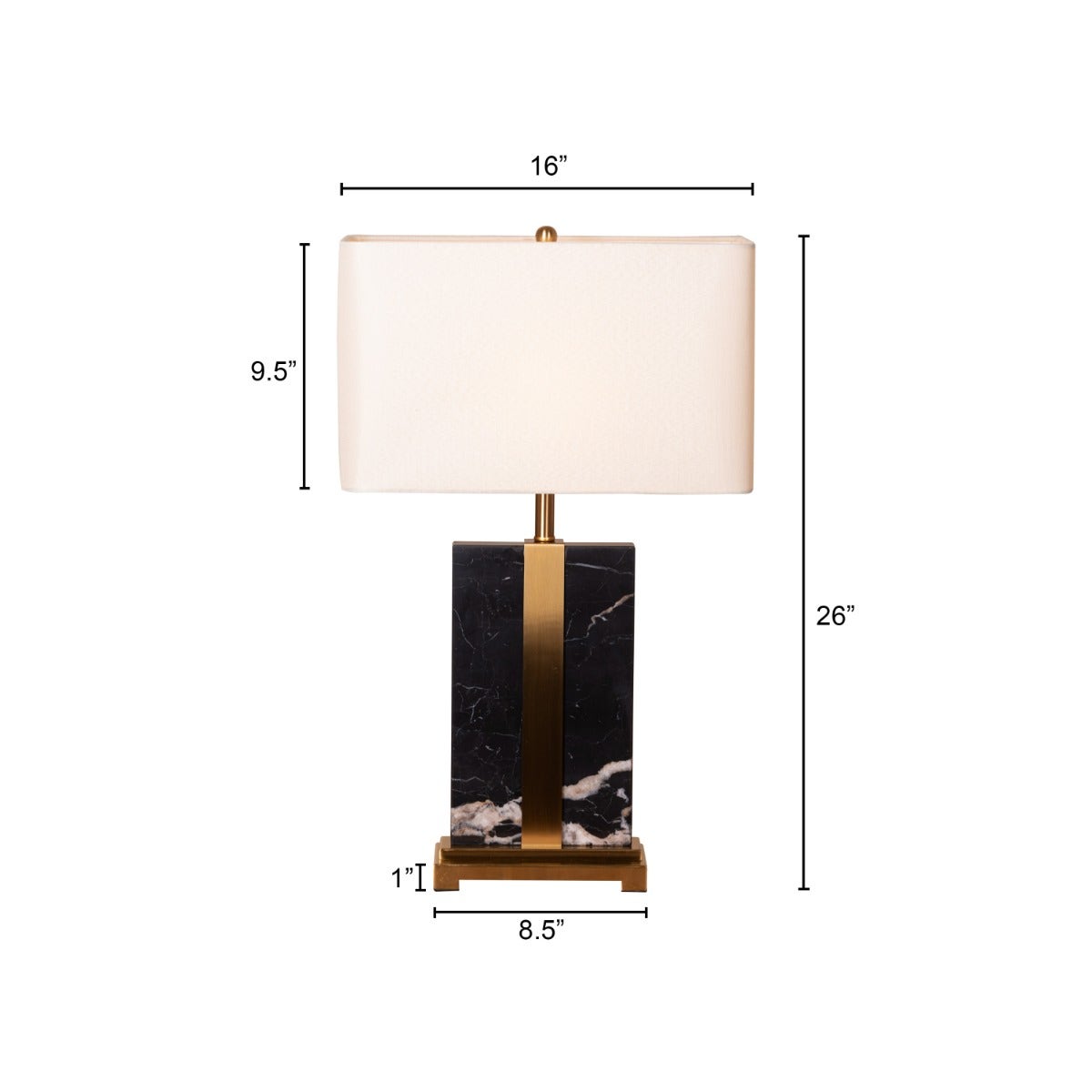 Wings Break Free (Black, Gold) Marble Table Lamp