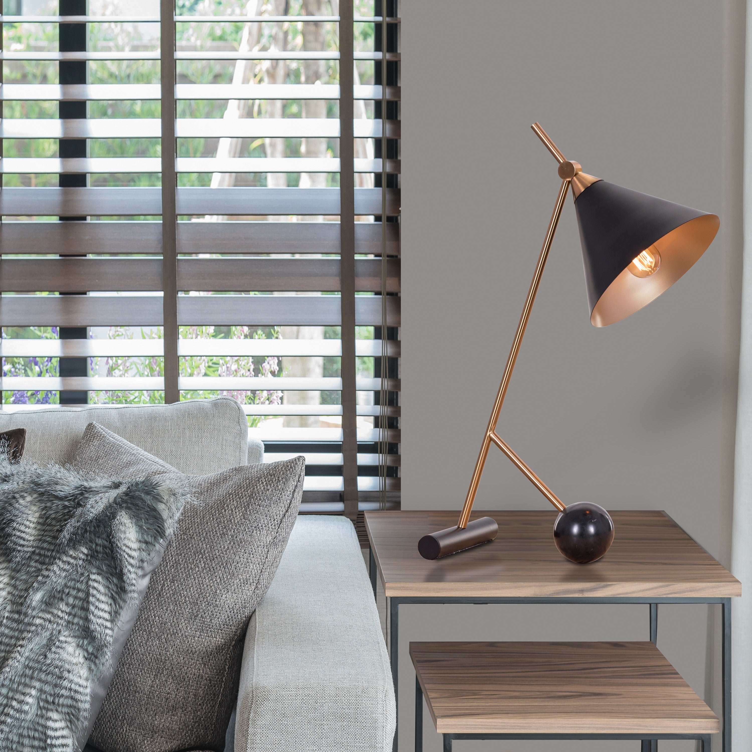 The Night Watch (Gold, Black) Marble Study Table Lamp