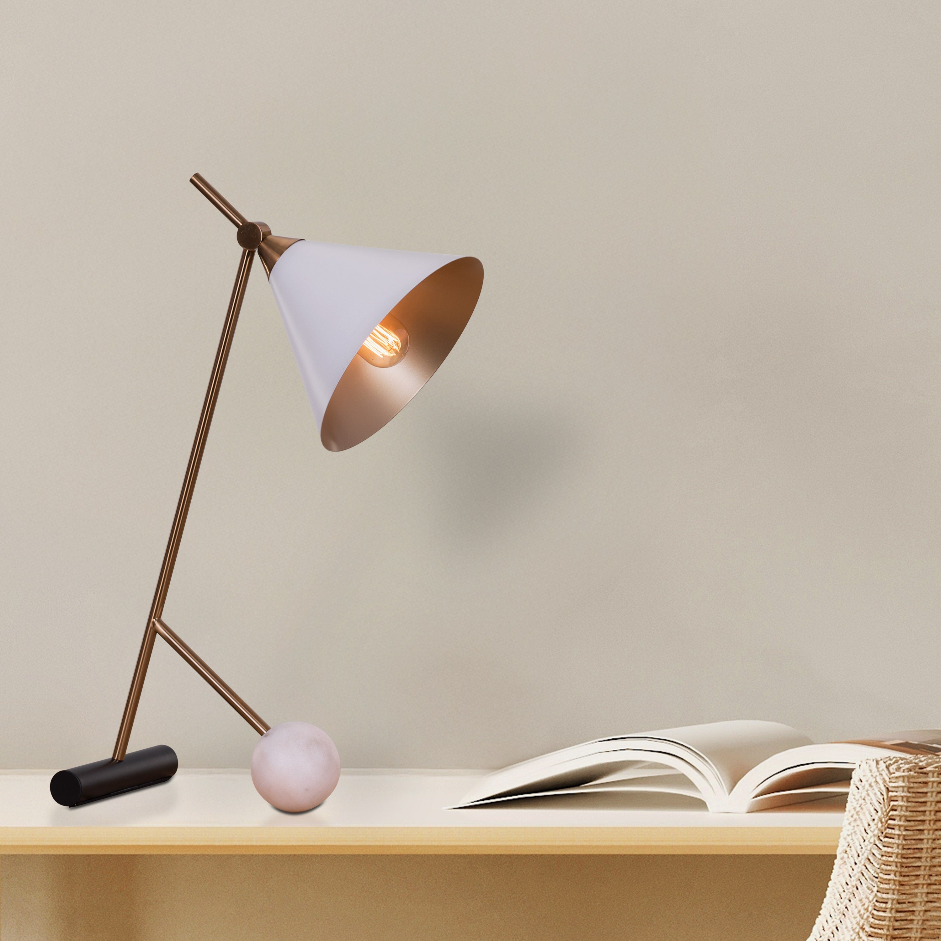 The Night Watch (Gold, White) Marble Study Table Lamp