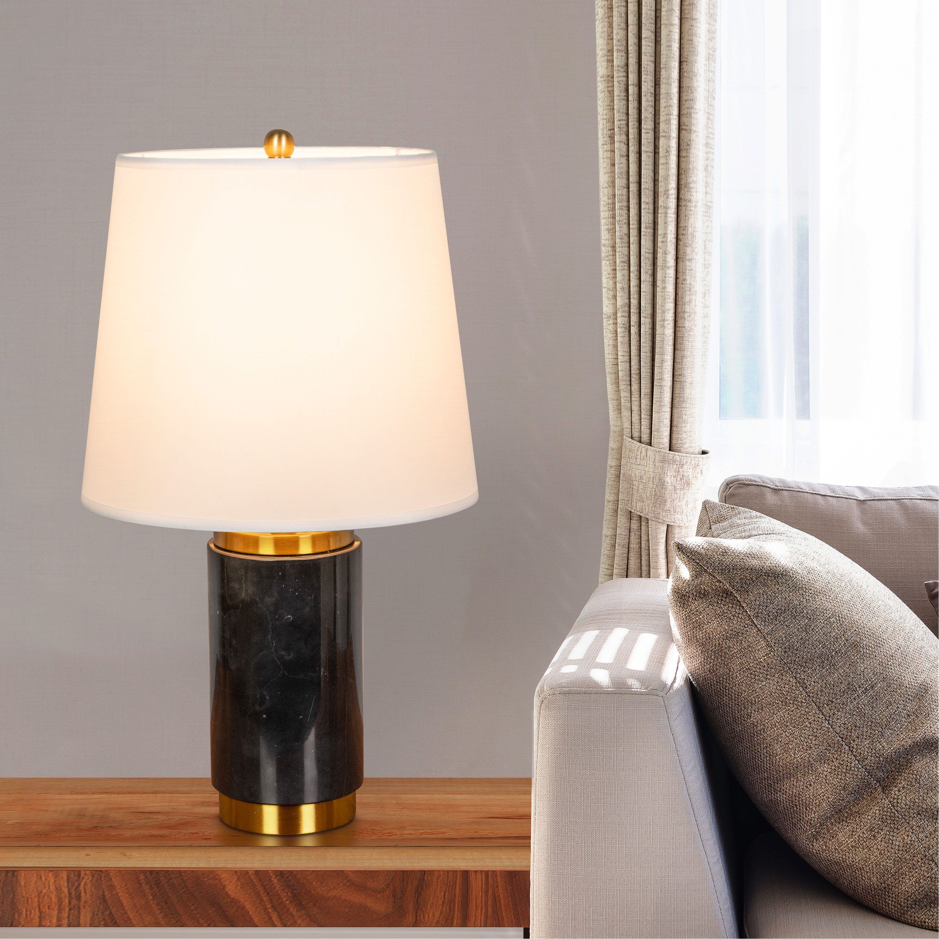 Lasting Love (Black, Gold) Marble Table Lamp