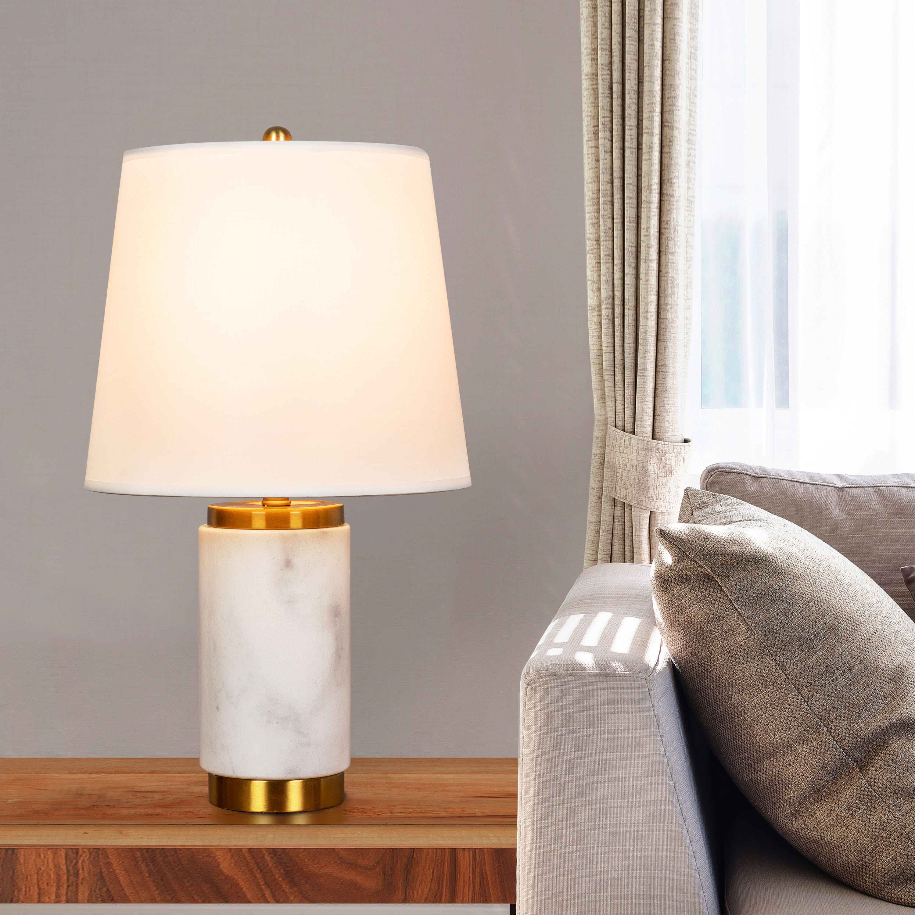 Lasting Love (White, Gold) Marble Table Lamp