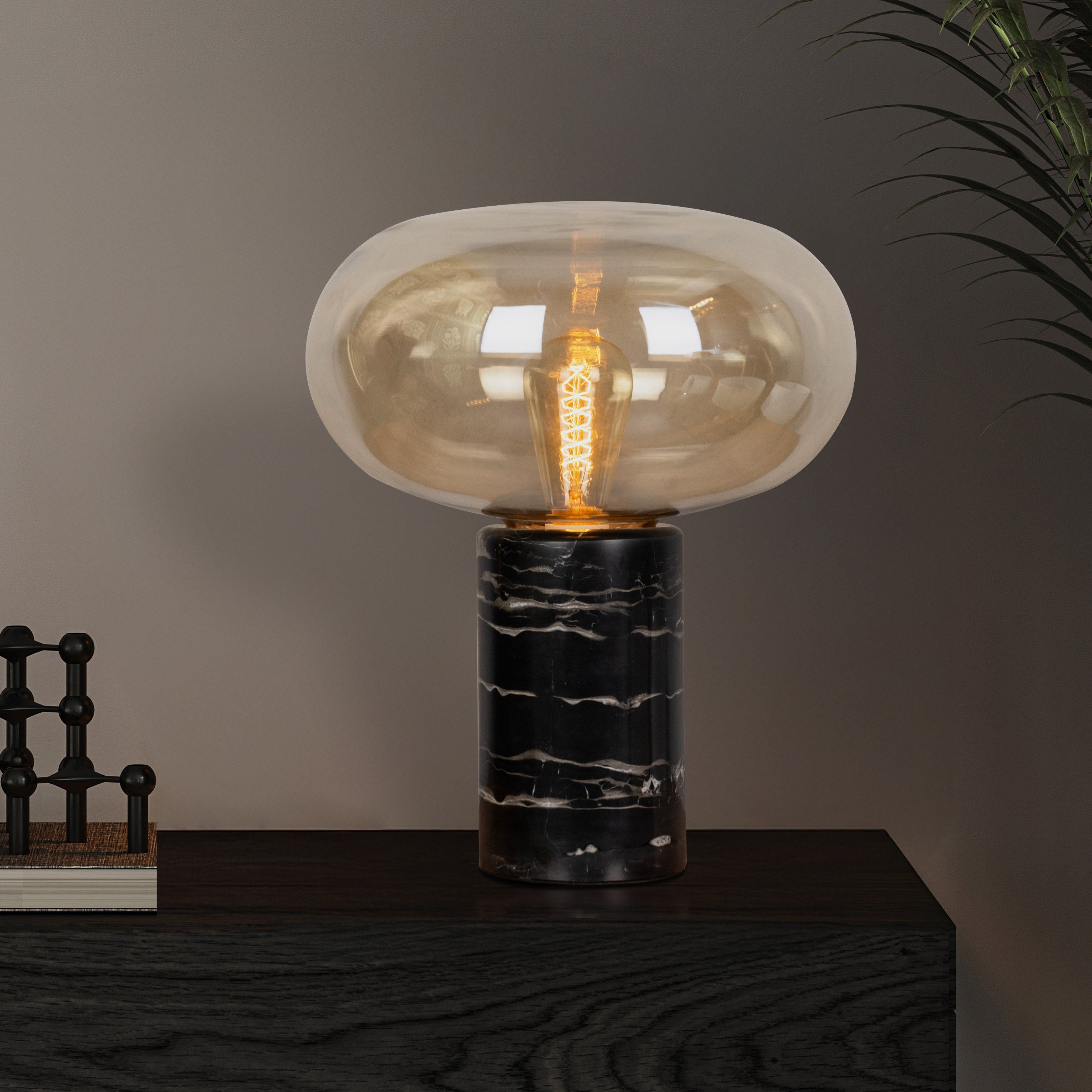 Gold Dust (Amber, Black) Marble Table Lamp