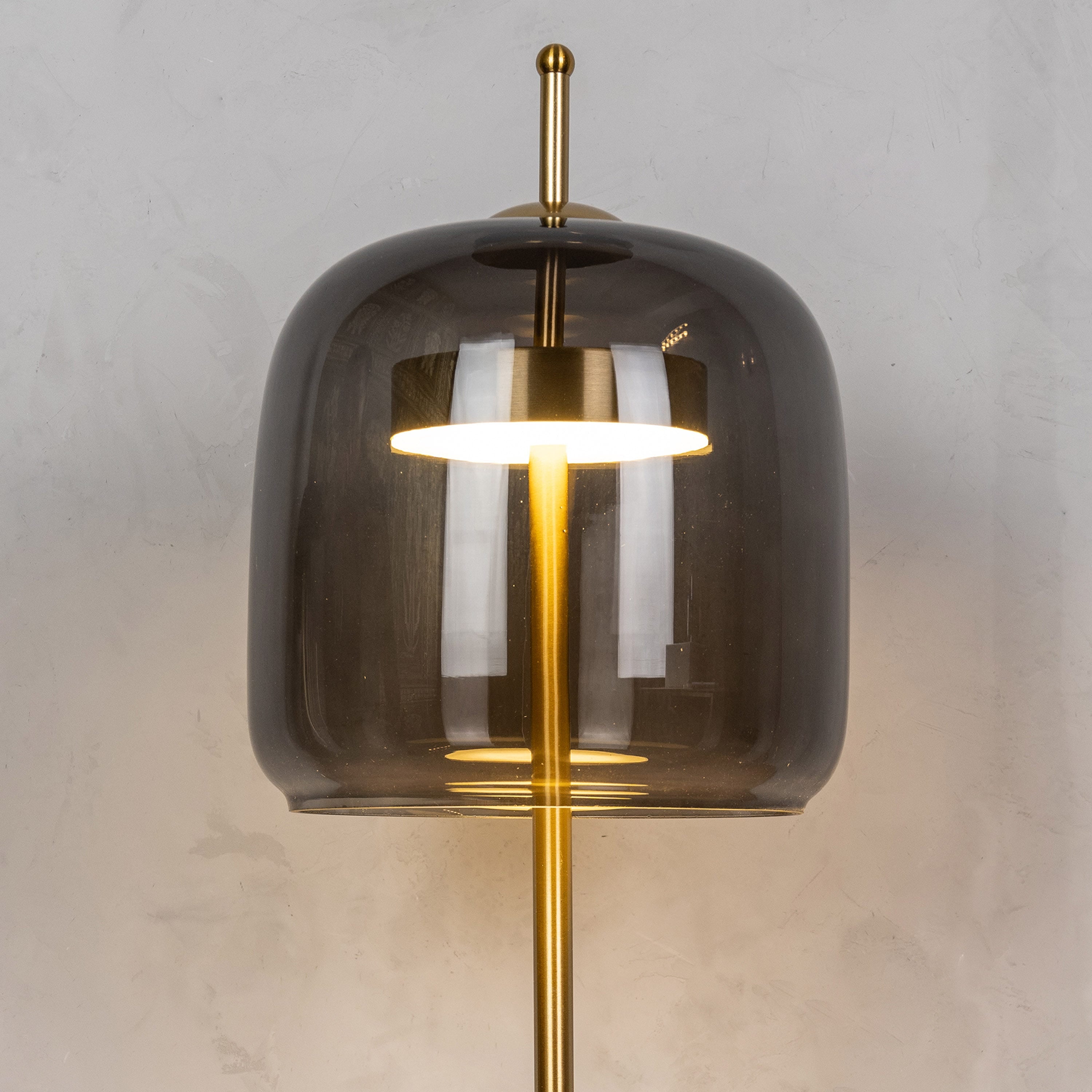 Sweet Escape (Smokey Grey, Gold, Built-In LED) Glass Table Lamp