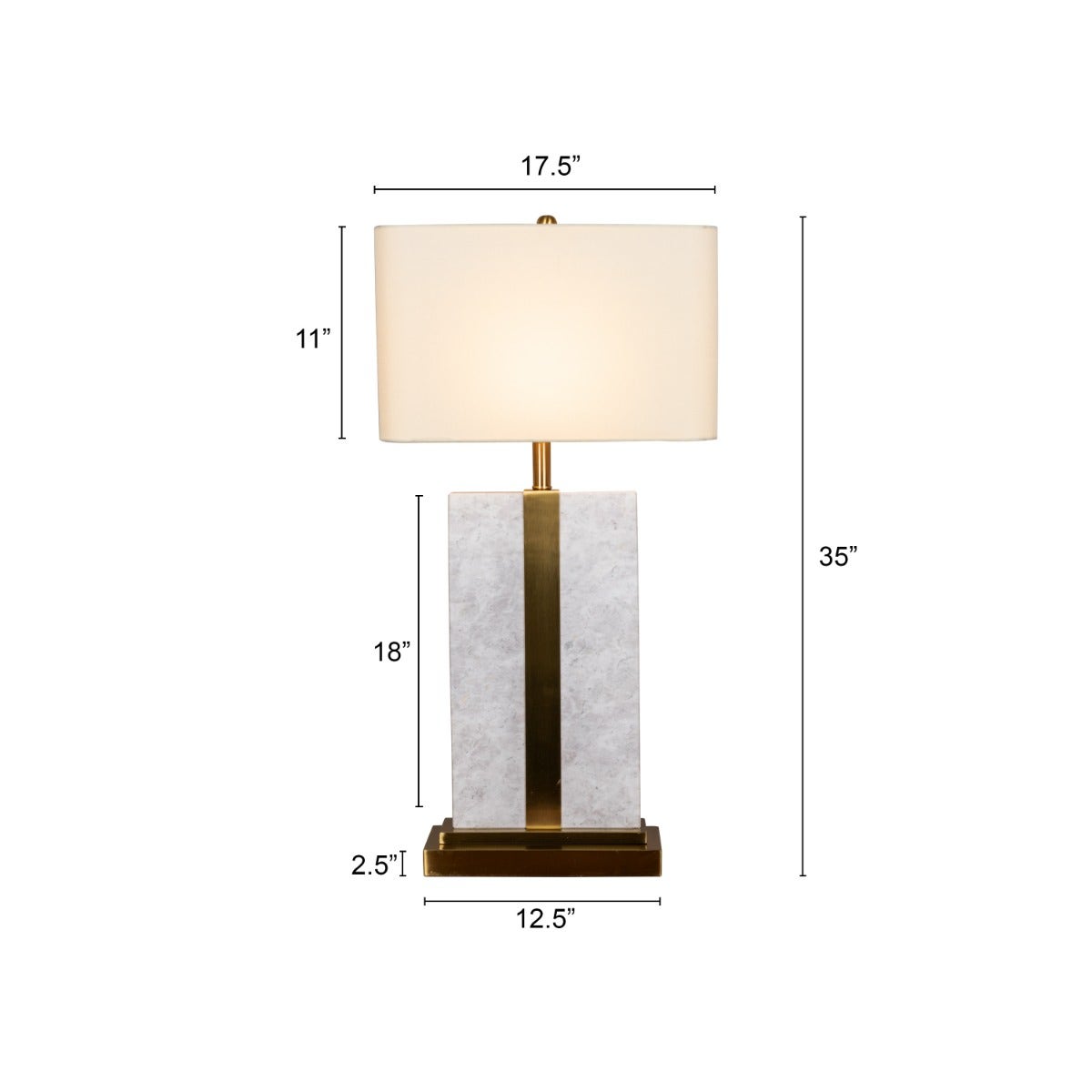 Just A Memory (Extra Large, White, Gold) Marble Table Lamp