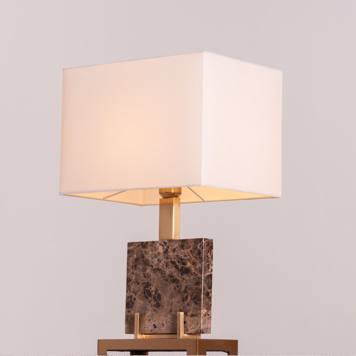 Marbled Travatino (Rectangular, Coffee, White) Marble Table Lamp