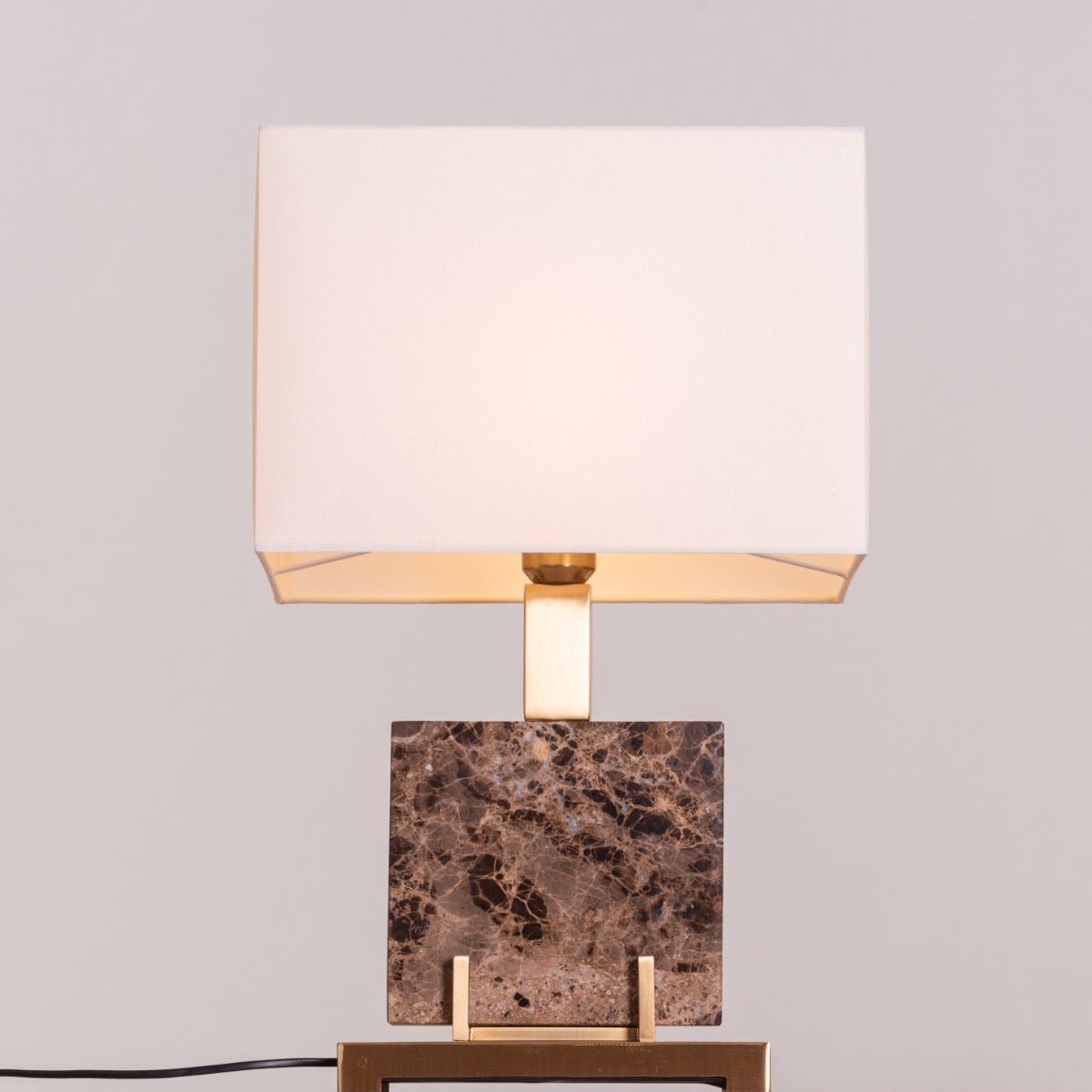 Marbled Travatino (Rectangular, Coffee, White) Marble Table Lamp