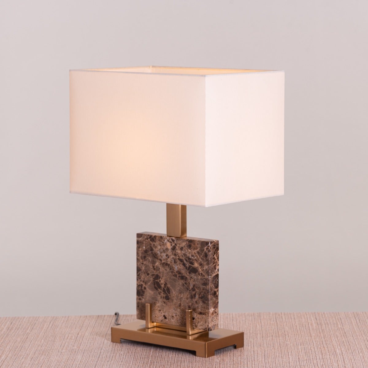 Marbled Travatino (Rectangular, Coffee, White) Marble Table Lamp