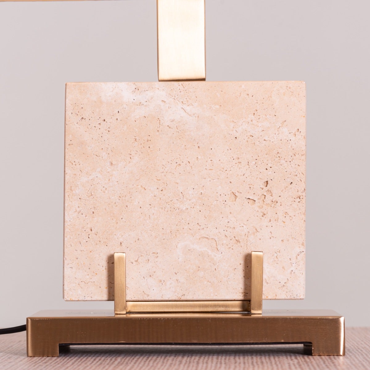 Marbled Travatino (Rectangular, Beige, White) Marble Table Lamp