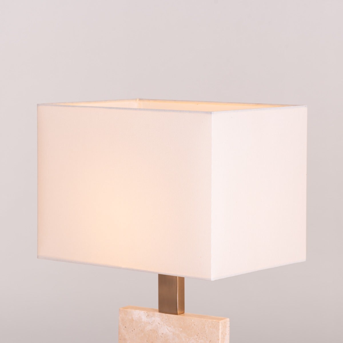 Marbled Travatino (Rectangular, Beige, White) Marble Table Lamp