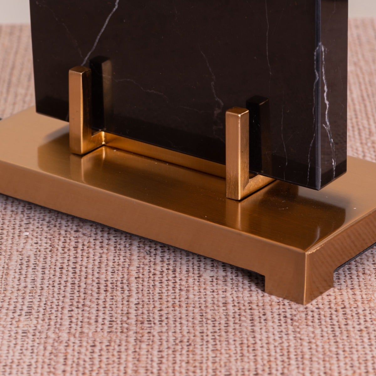 Marbled Travatino (Rectangular, Black, White) Marble Table Lamp