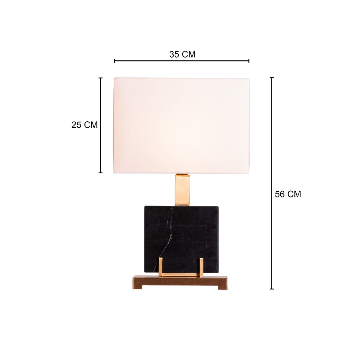 Marbled Travatino (Rectangular, Black, White) Marble Table Lamp