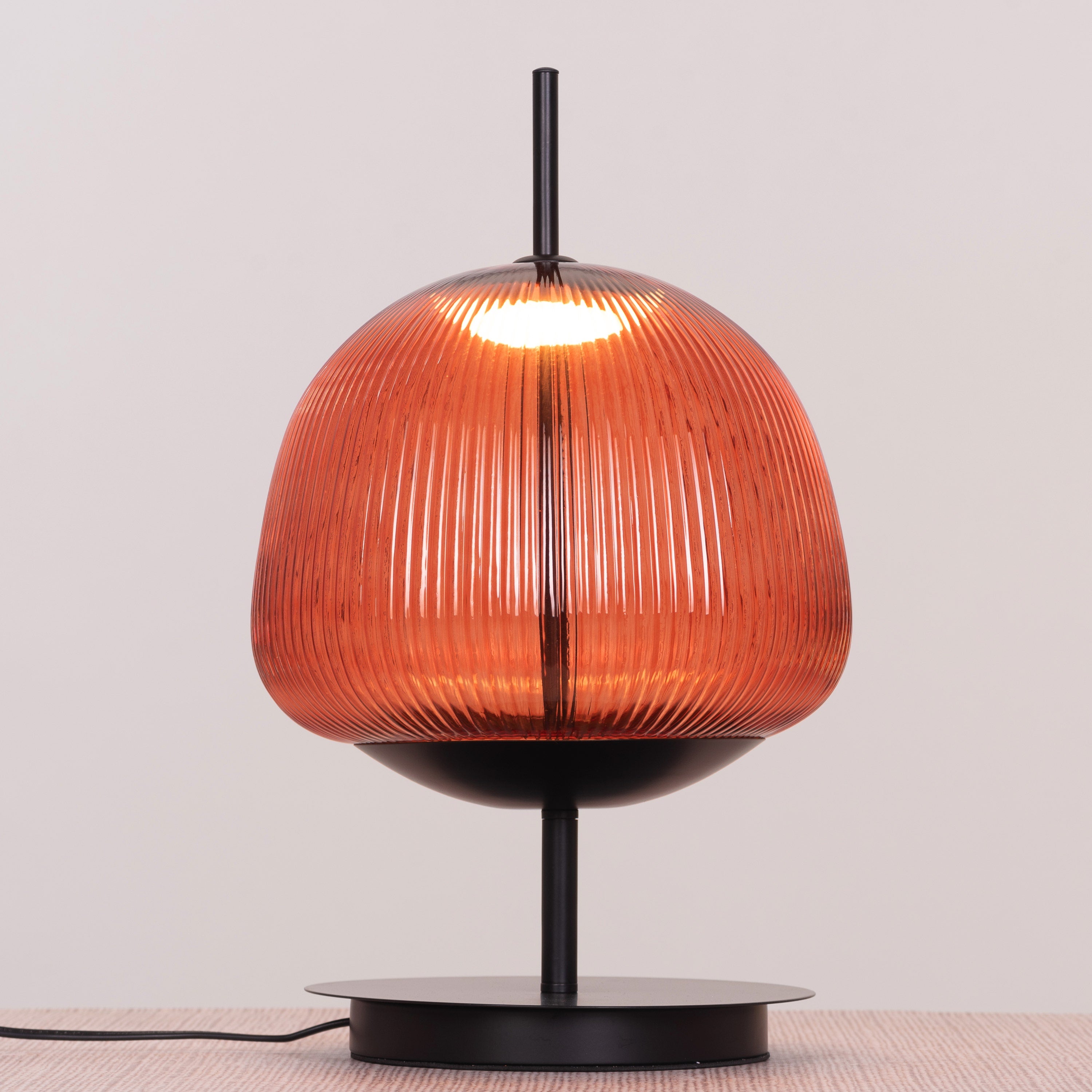 Reserved Rose (Black, Red) Built-In LED Textured Glass Table Lamp