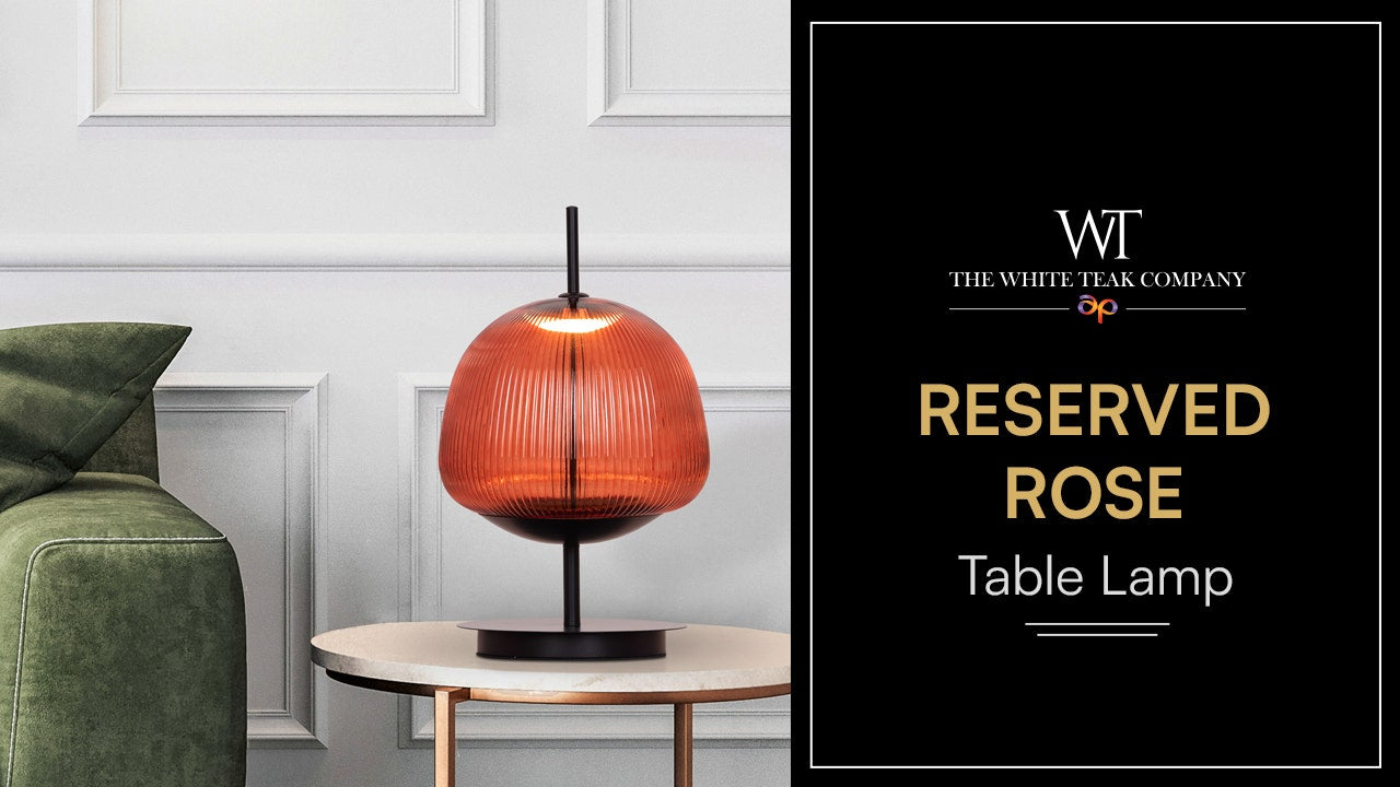 مصباح طاولة زجاجي مزخرف LED مدمج Reserved Rose (أسود، أحمر)