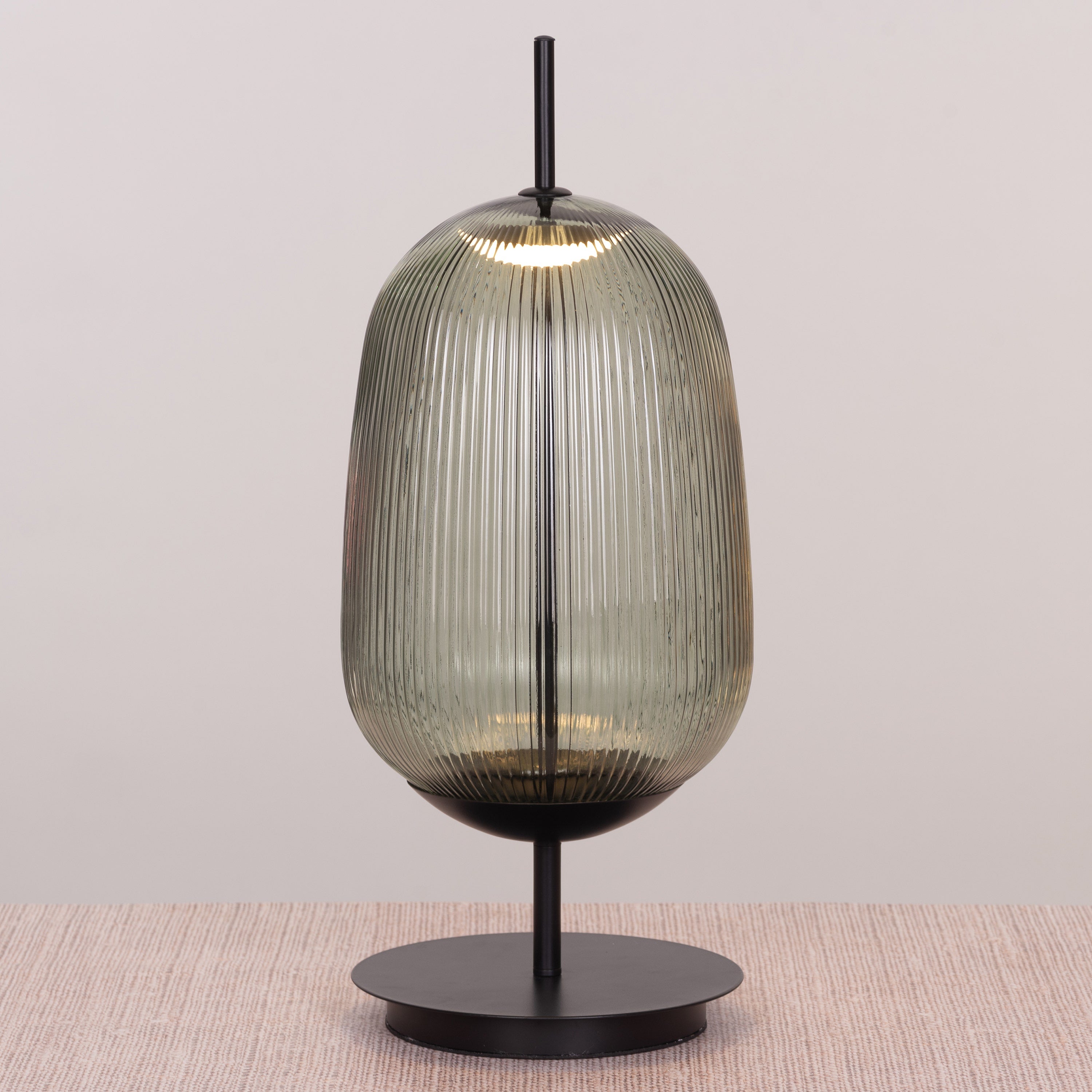 Juliet In Japan (Black, Green) Built-In LED Textured Glass Table Lamp