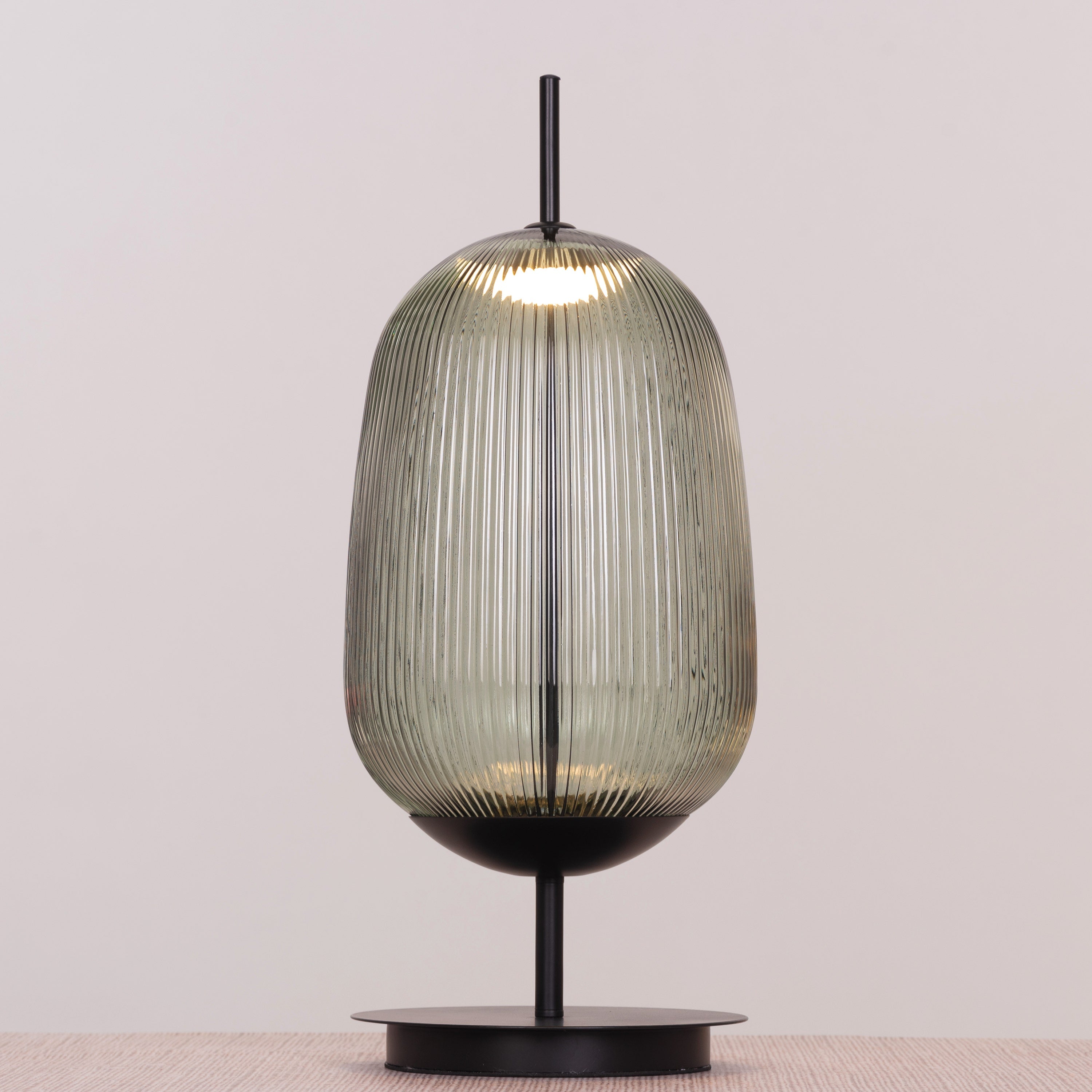 Juliet In Japan (Black, Green) Built-In LED Textured Glass Table Lamp
