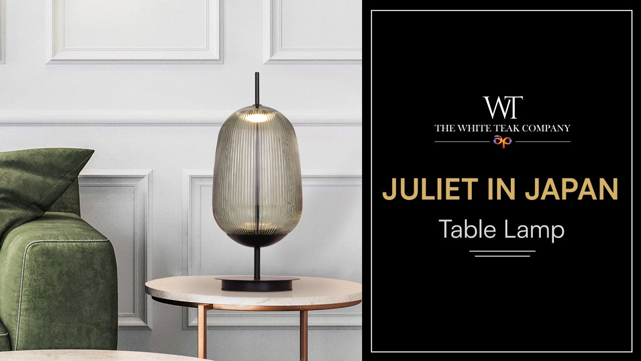 Juliet In Japan (Black, Green) Built-In LED Textured Glass Table Lamp