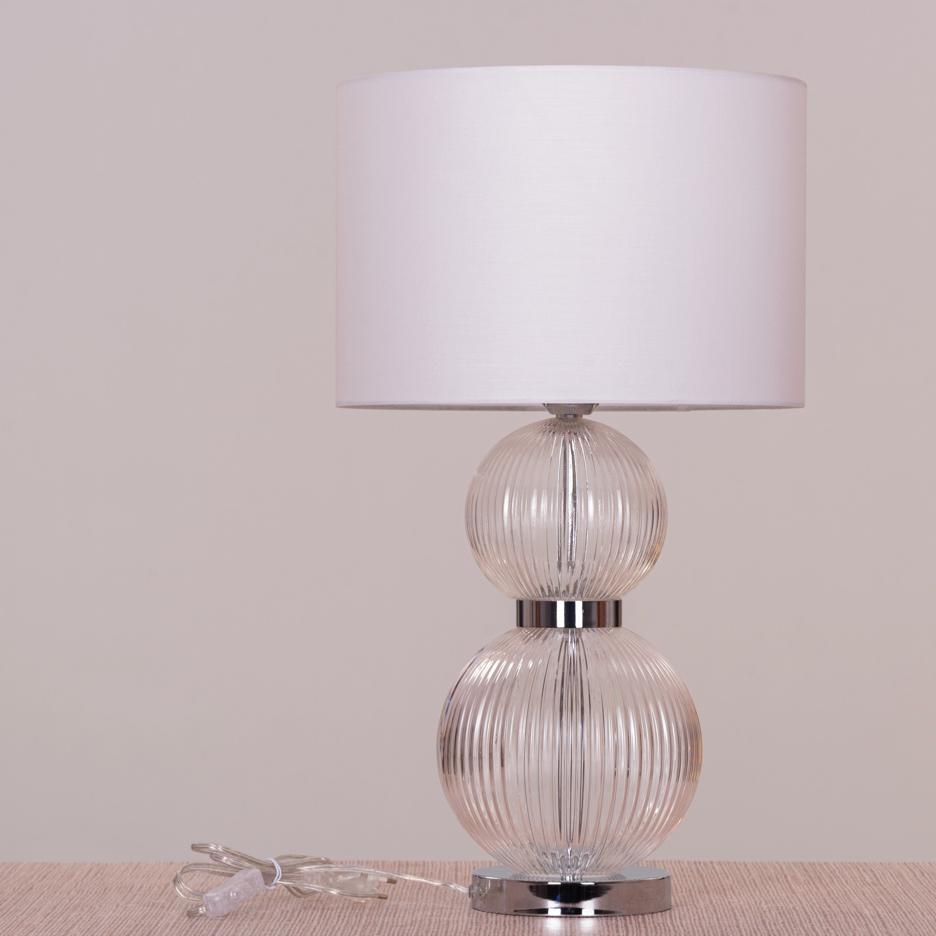 Lucky In Love (Chrome) Textured Glass Table Lamp