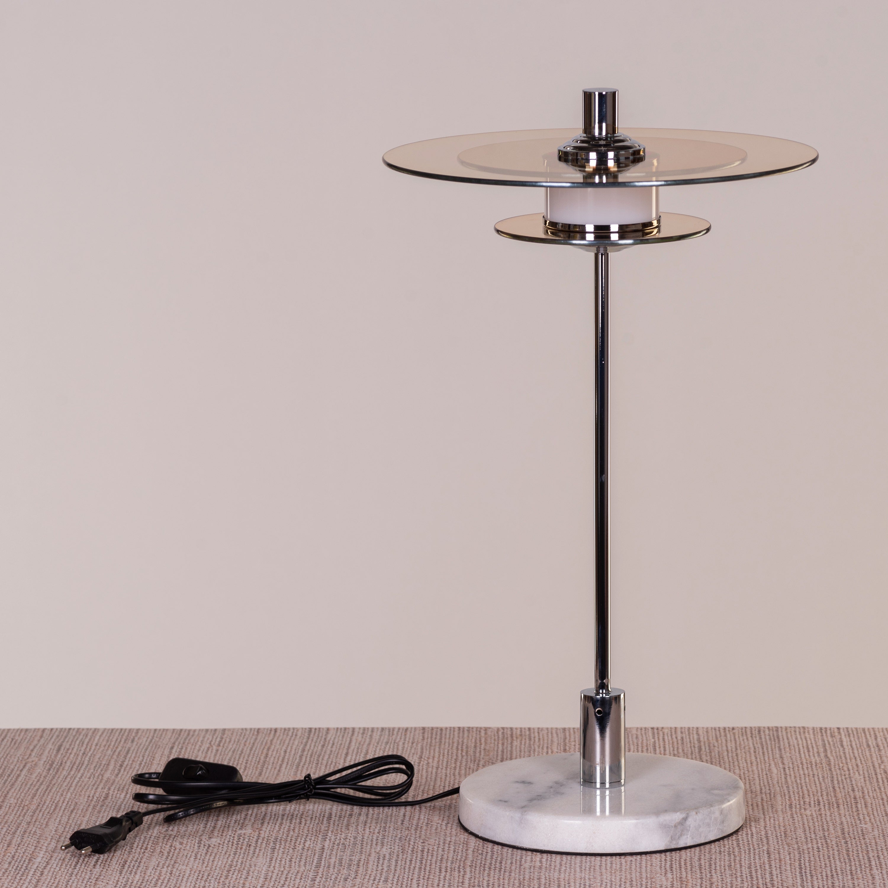 When It Counts (Chrome, Amber, Built-In LED) Marble Table Lamp