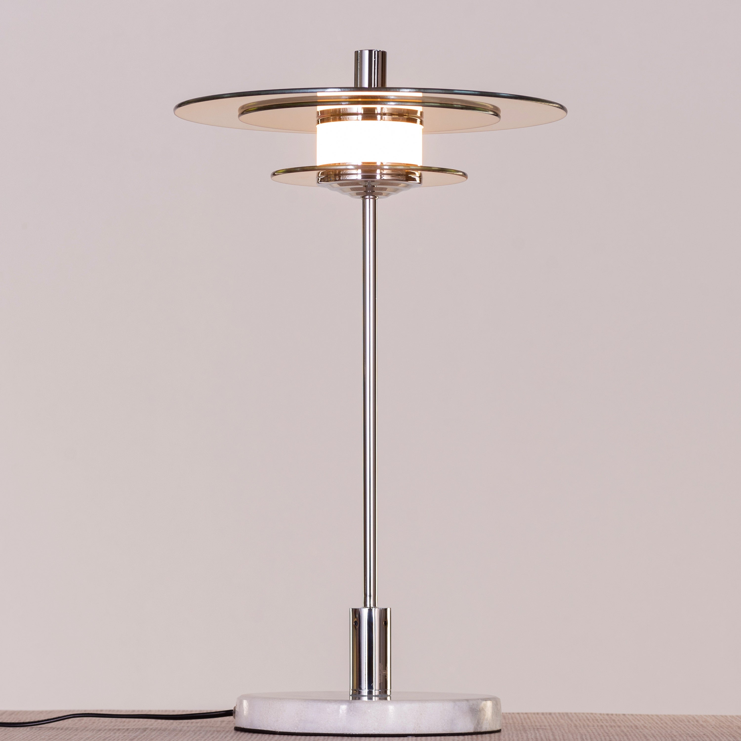 When It Counts (Chrome, Amber, Built-In LED) Marble Table Lamp