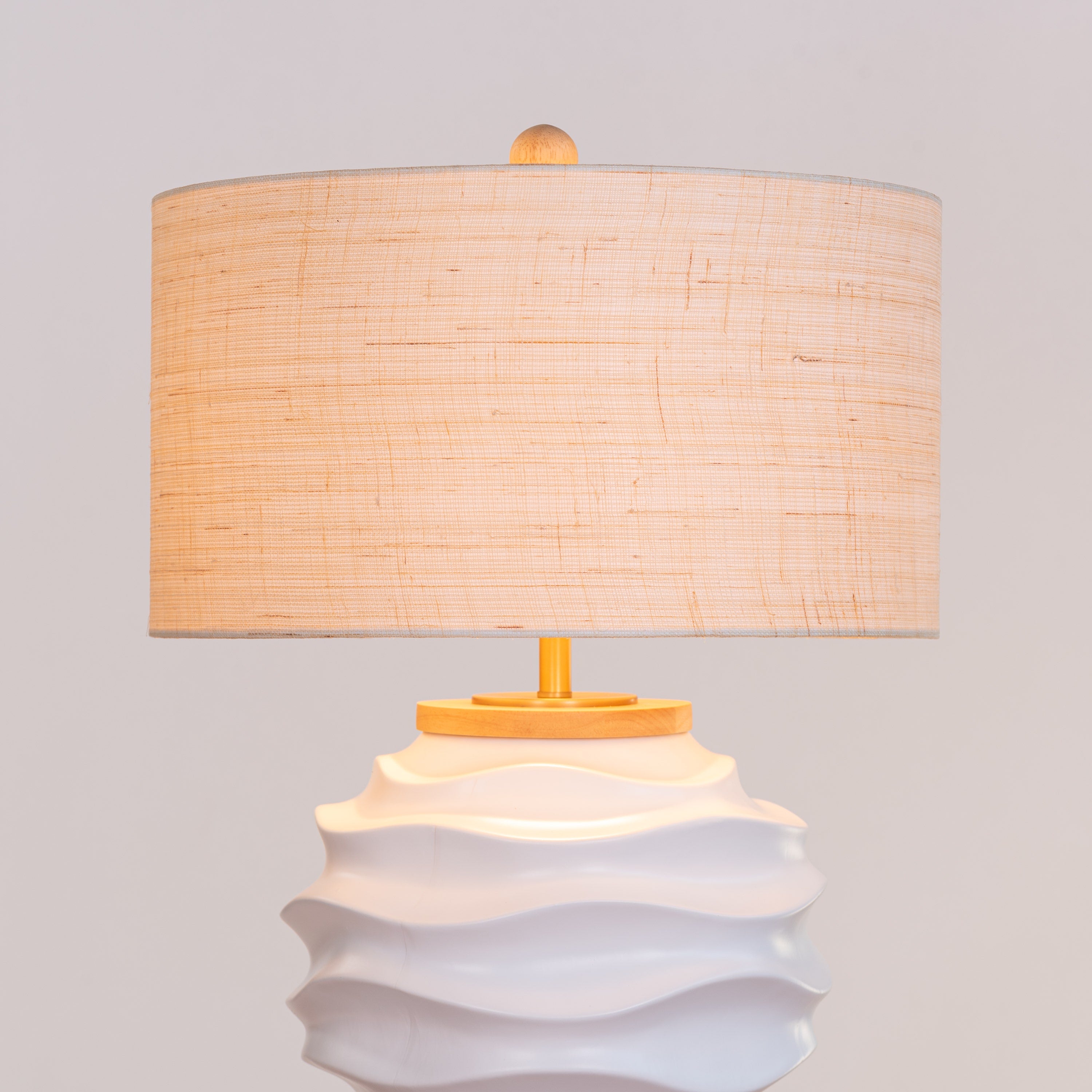 Stuck On A Feeling (White, Beige) Ceramic Table Lamp