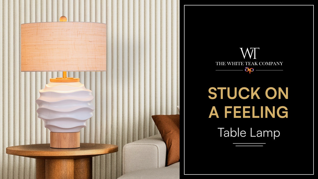 Stuck On A Feeling (White, Beige) Ceramic Table Lamp