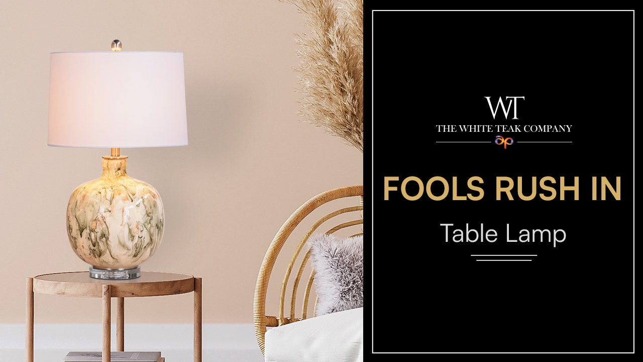 Fools Rush In (Green, White) Ceramic Table Lamp