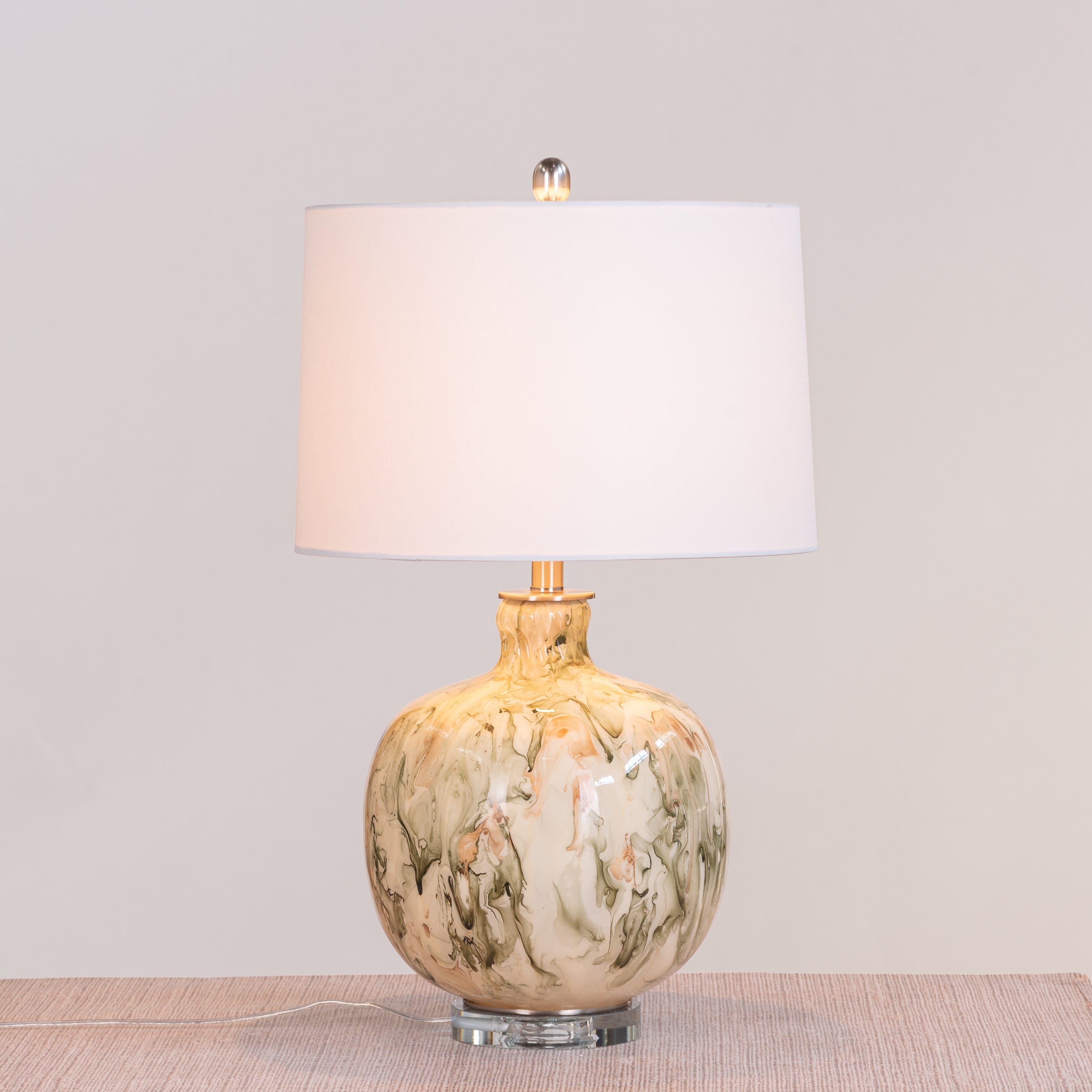 Fools Rush In (Green, White) Ceramic Table Lamp