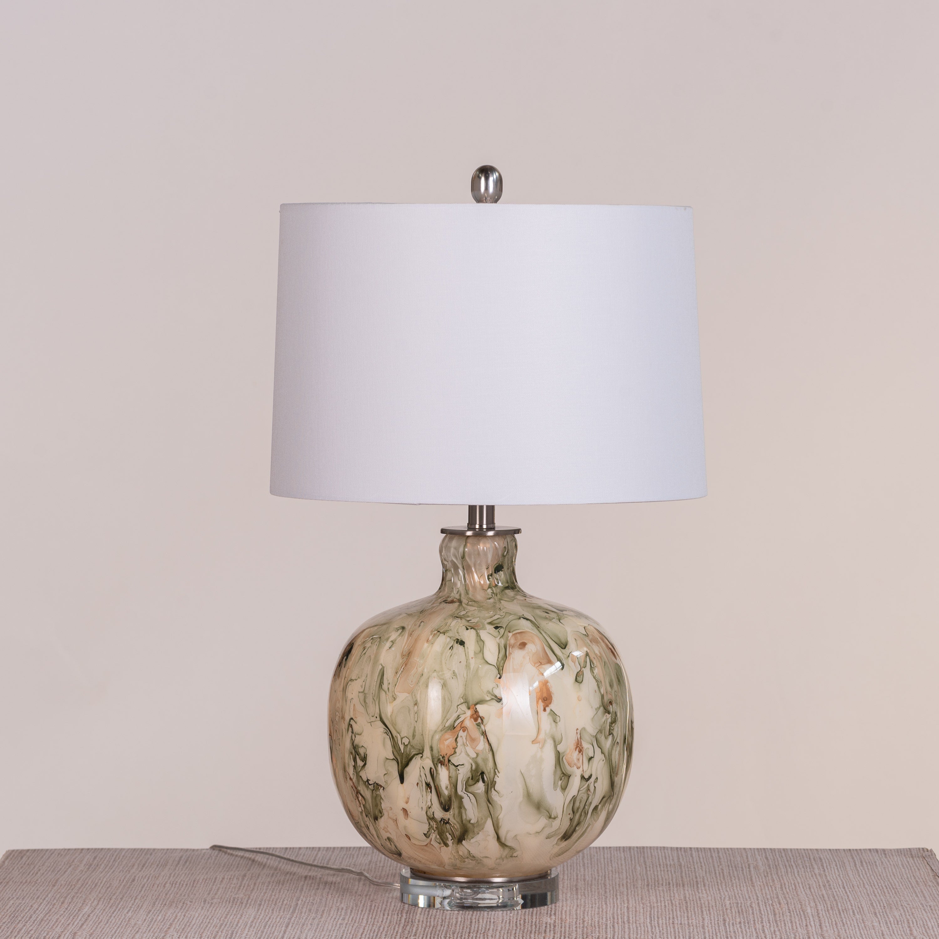 Fools Rush In (Green, White) Ceramic Table Lamp