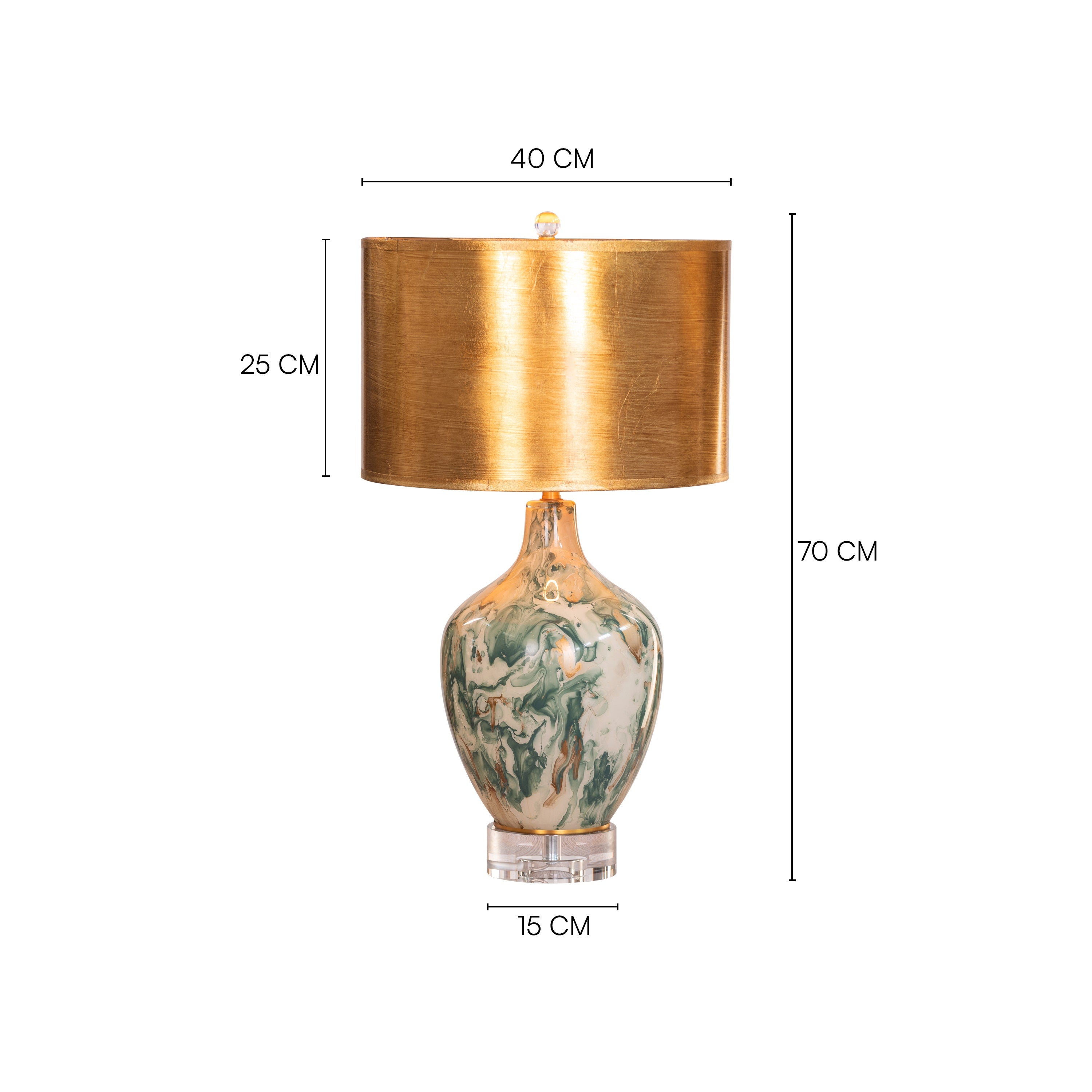 Glow Overboard (Green, Gold) Ceramic Table Lamp