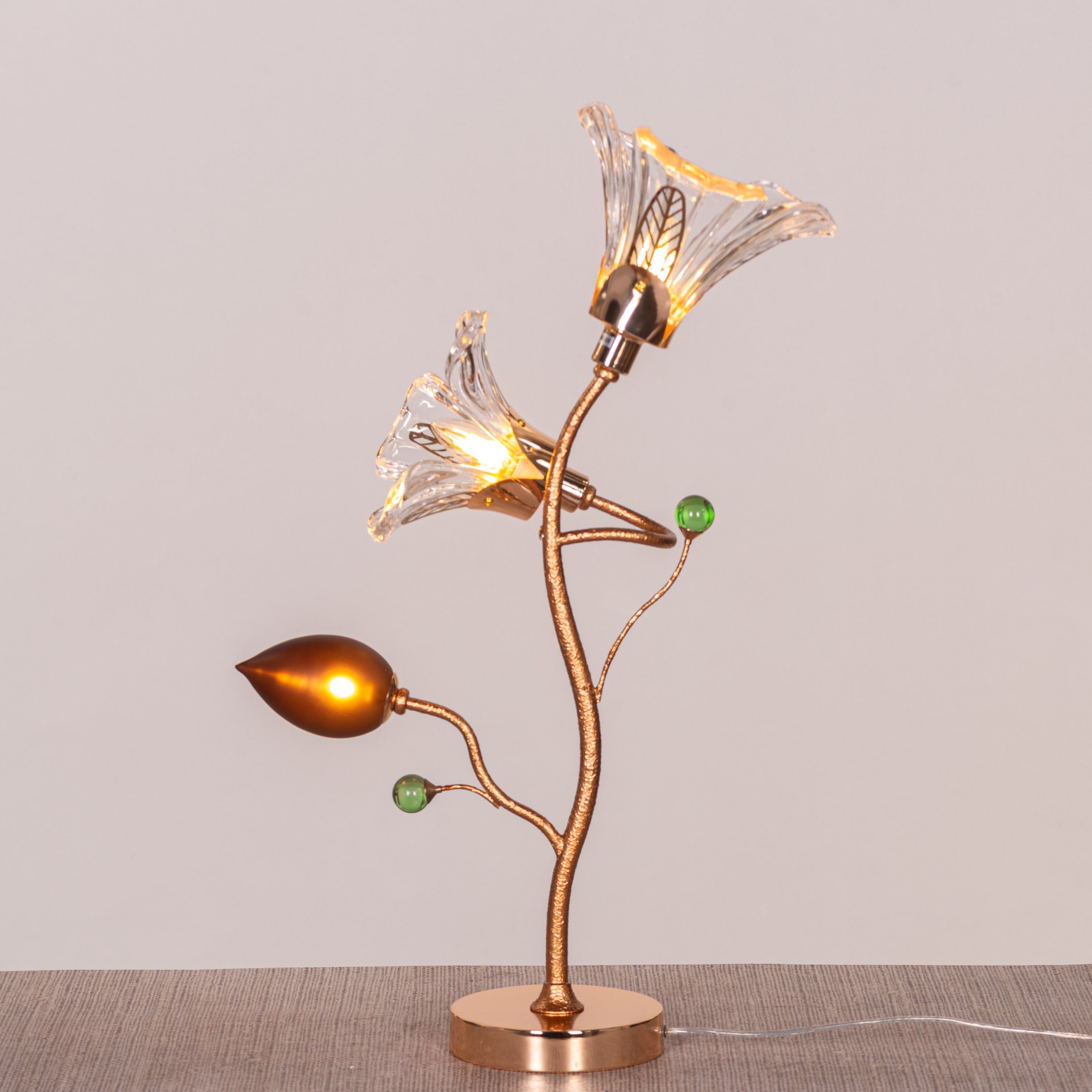 Harubana Grace (Rose Gold, Clear Amber) Textured Glass Table Lamp