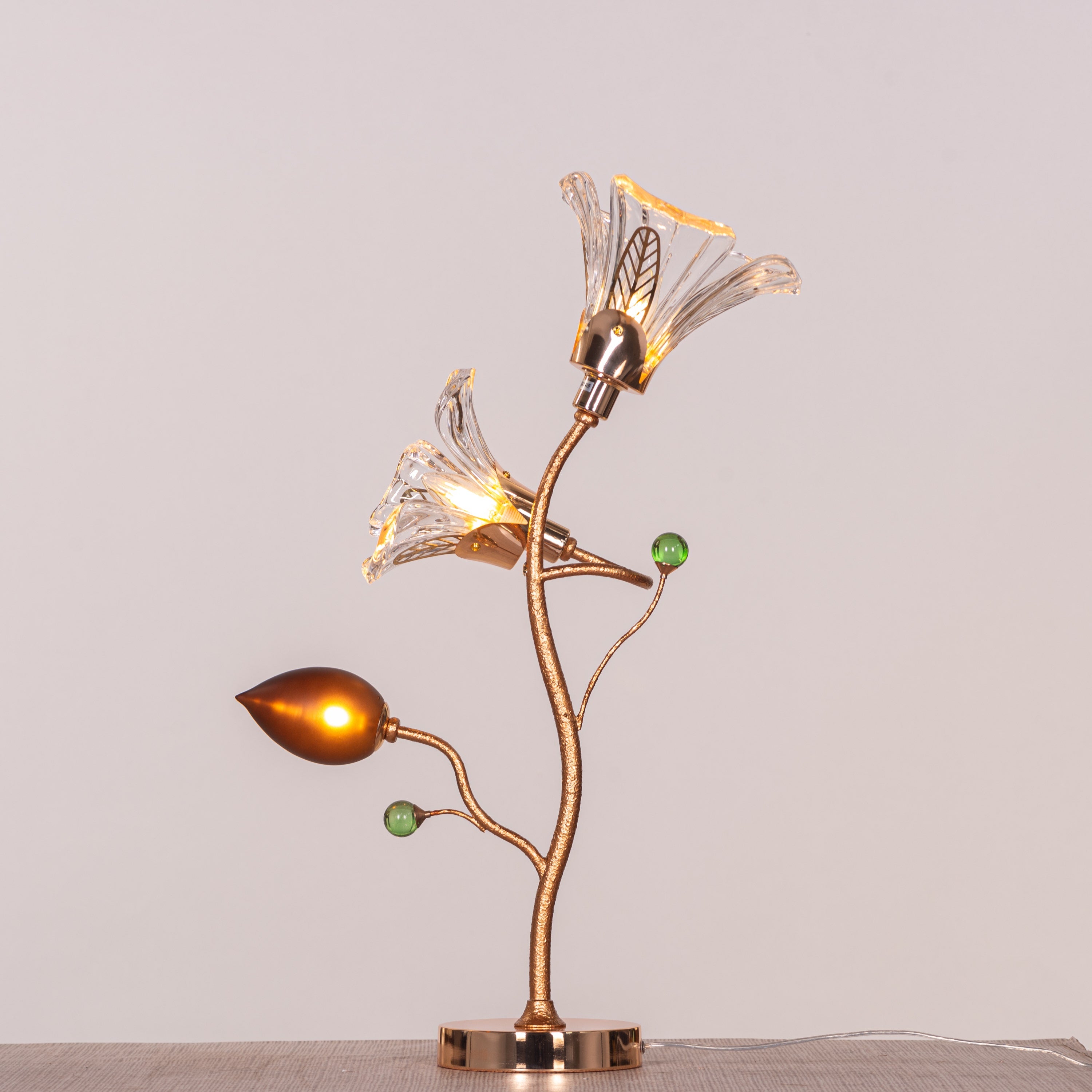 Harubana Grace (Rose Gold, Clear Amber) Textured Glass Table Lamp