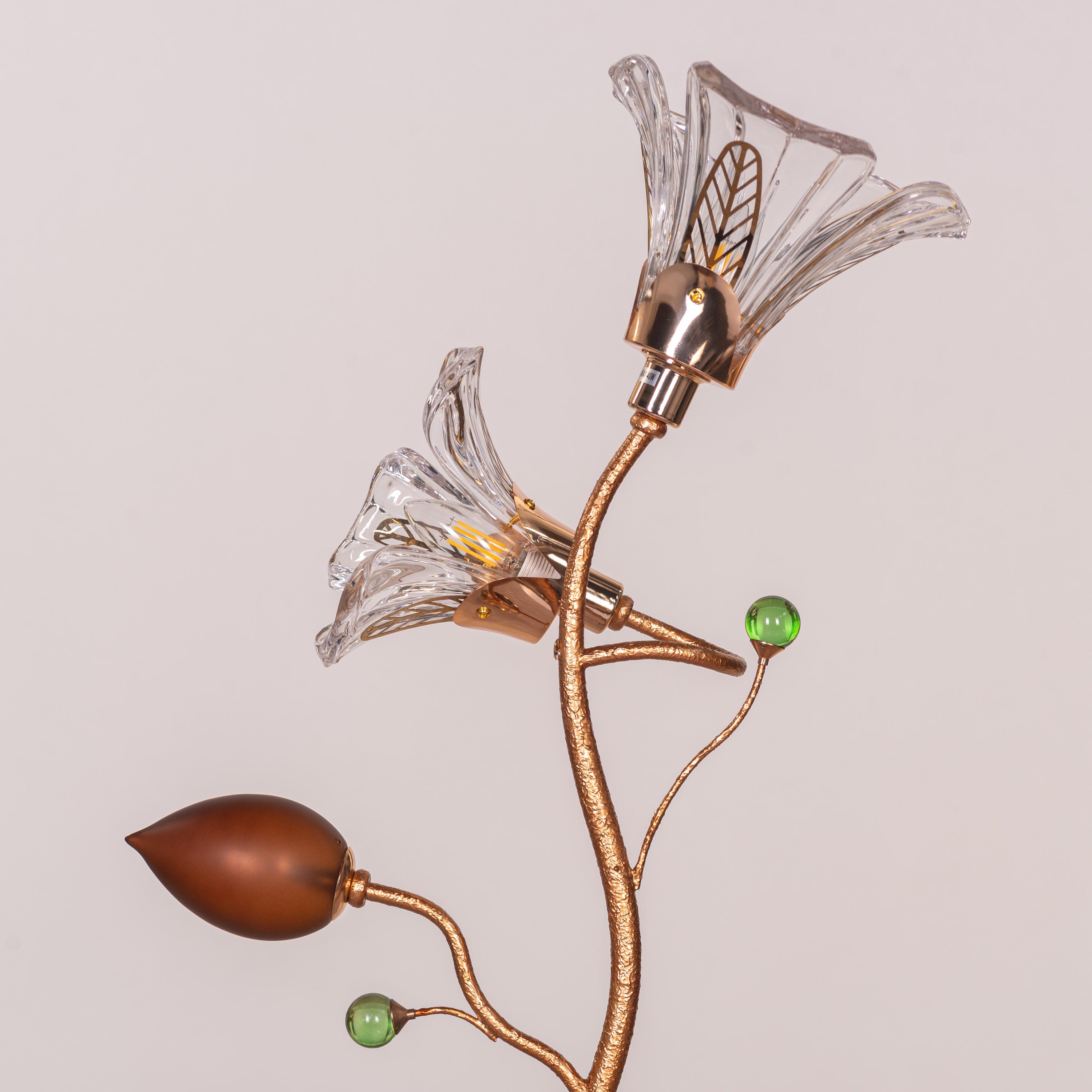 Harubana Grace (Rose Gold, Clear Amber) Textured Glass Table Lamp