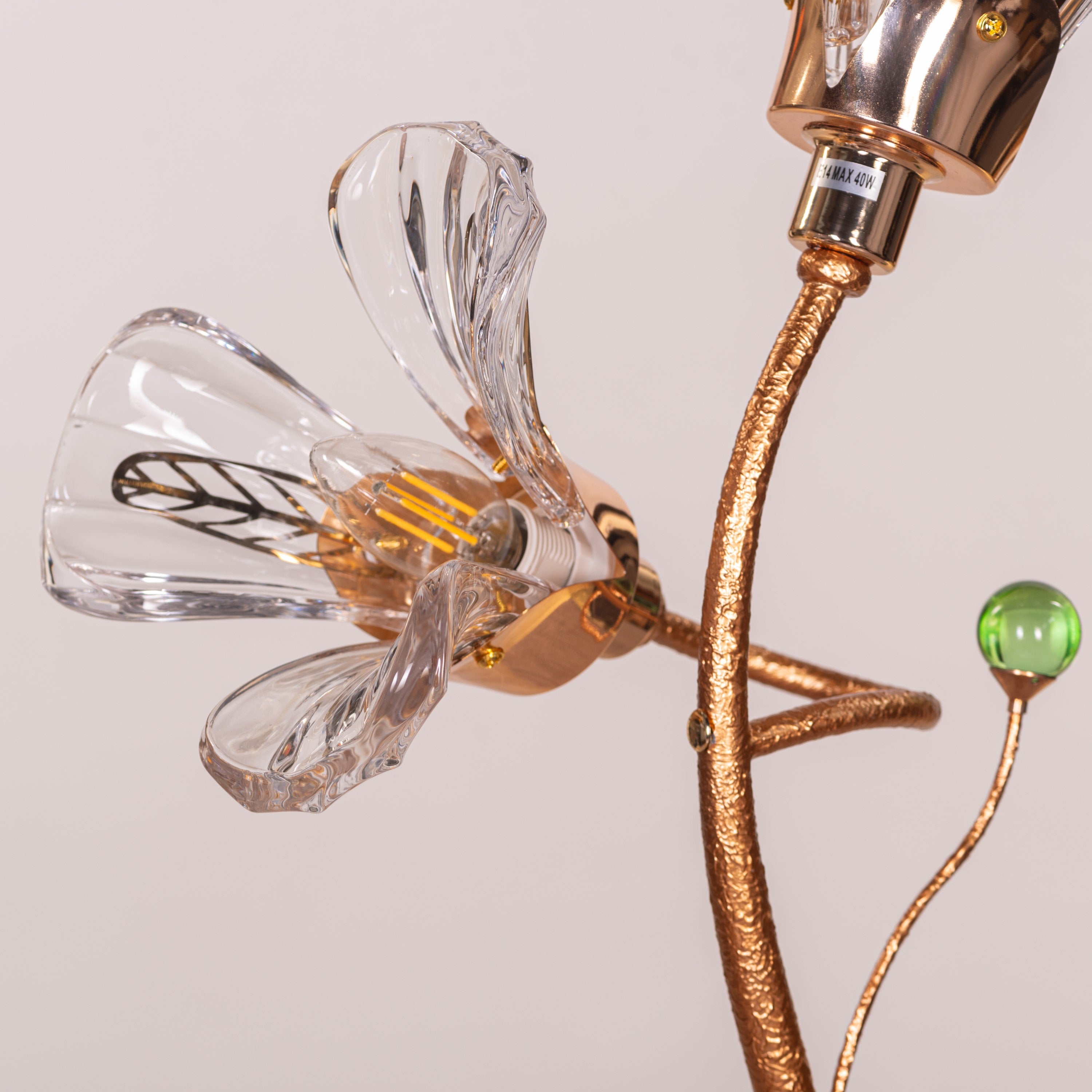 Harubana Grace (Rose Gold, Clear Amber) Textured Glass Table Lamp