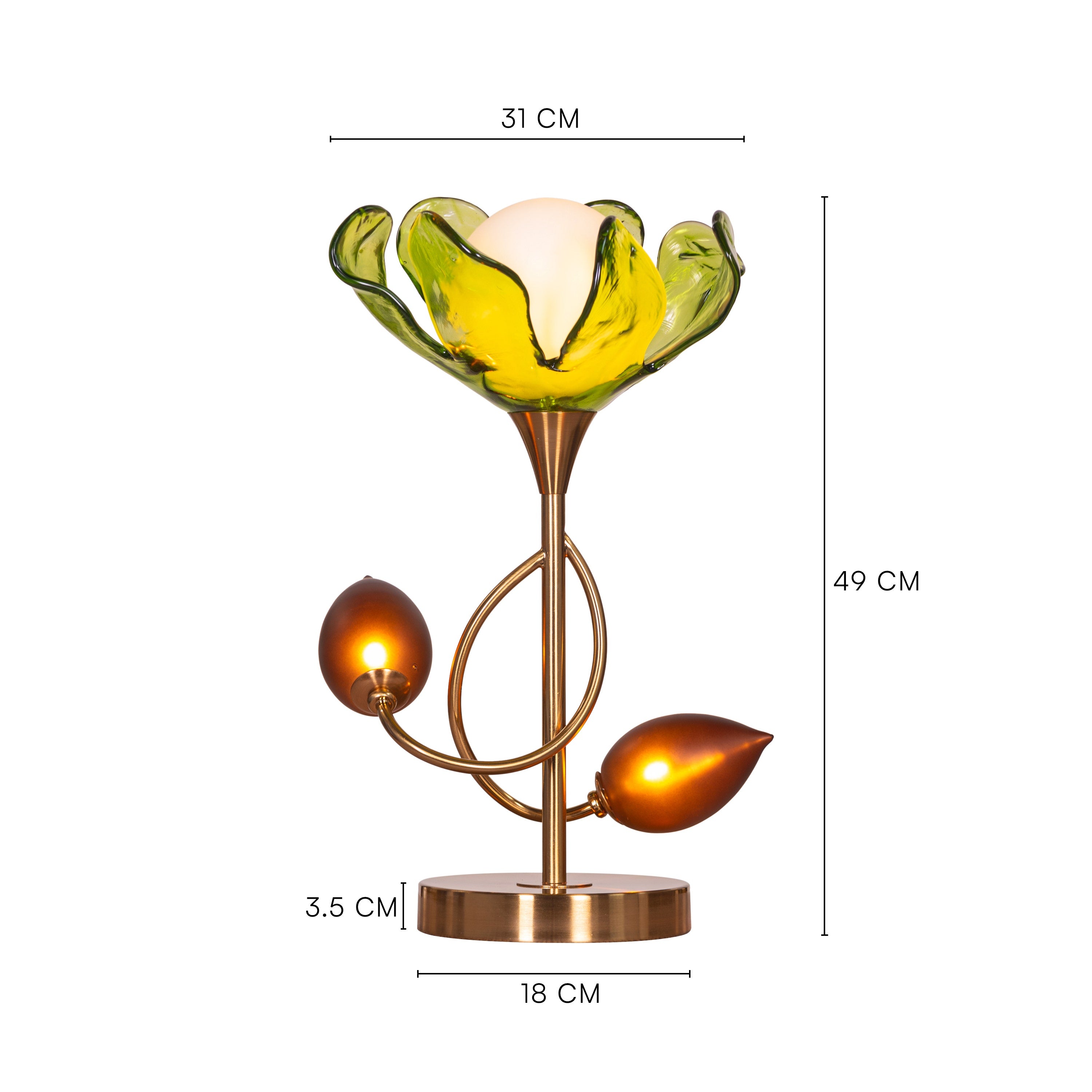 Midori Grace (Gold, Green & Amber) Tinted Glass Table Lamp