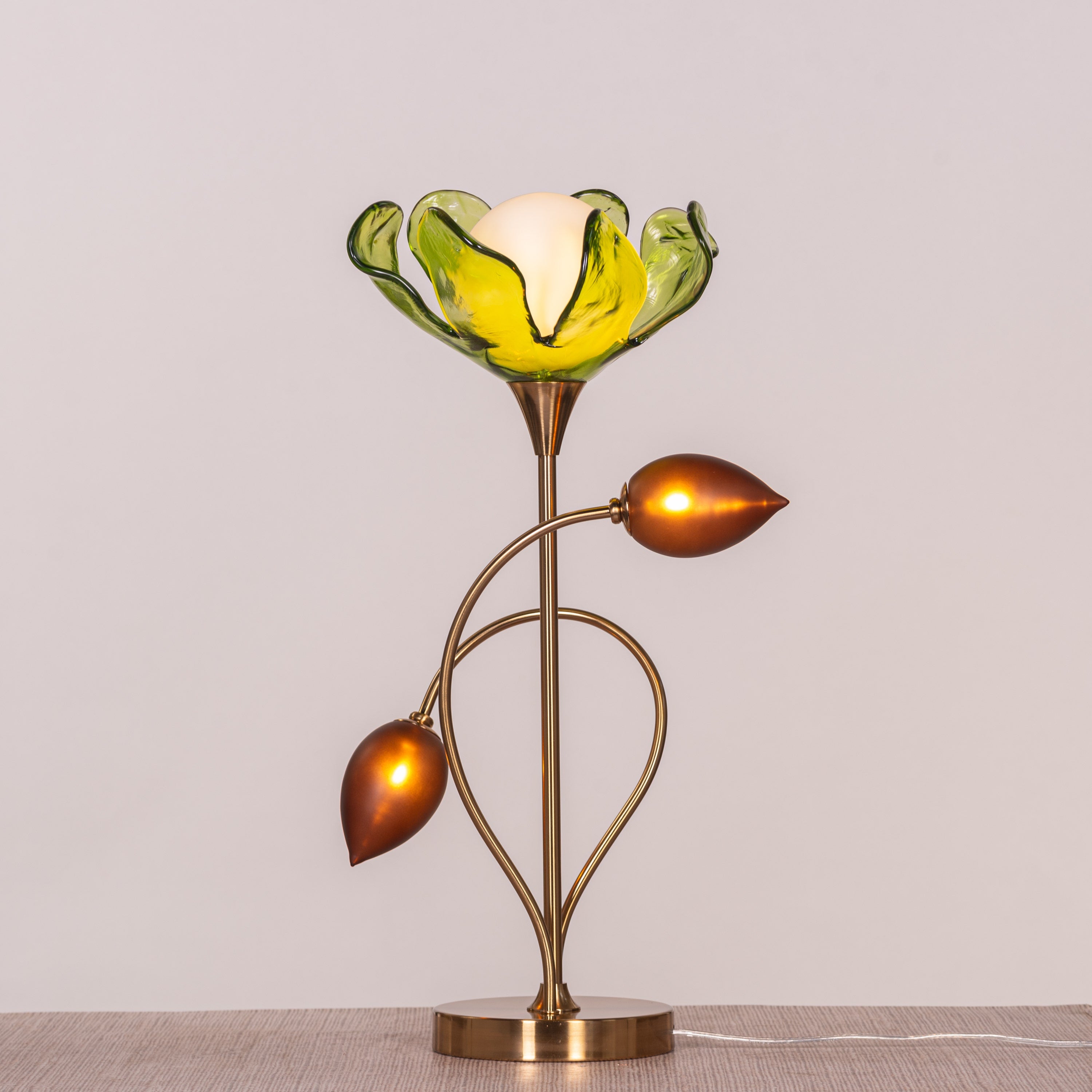 Midori Harmony (Gold, Green & Amber) Tinted Glass Table Lamp