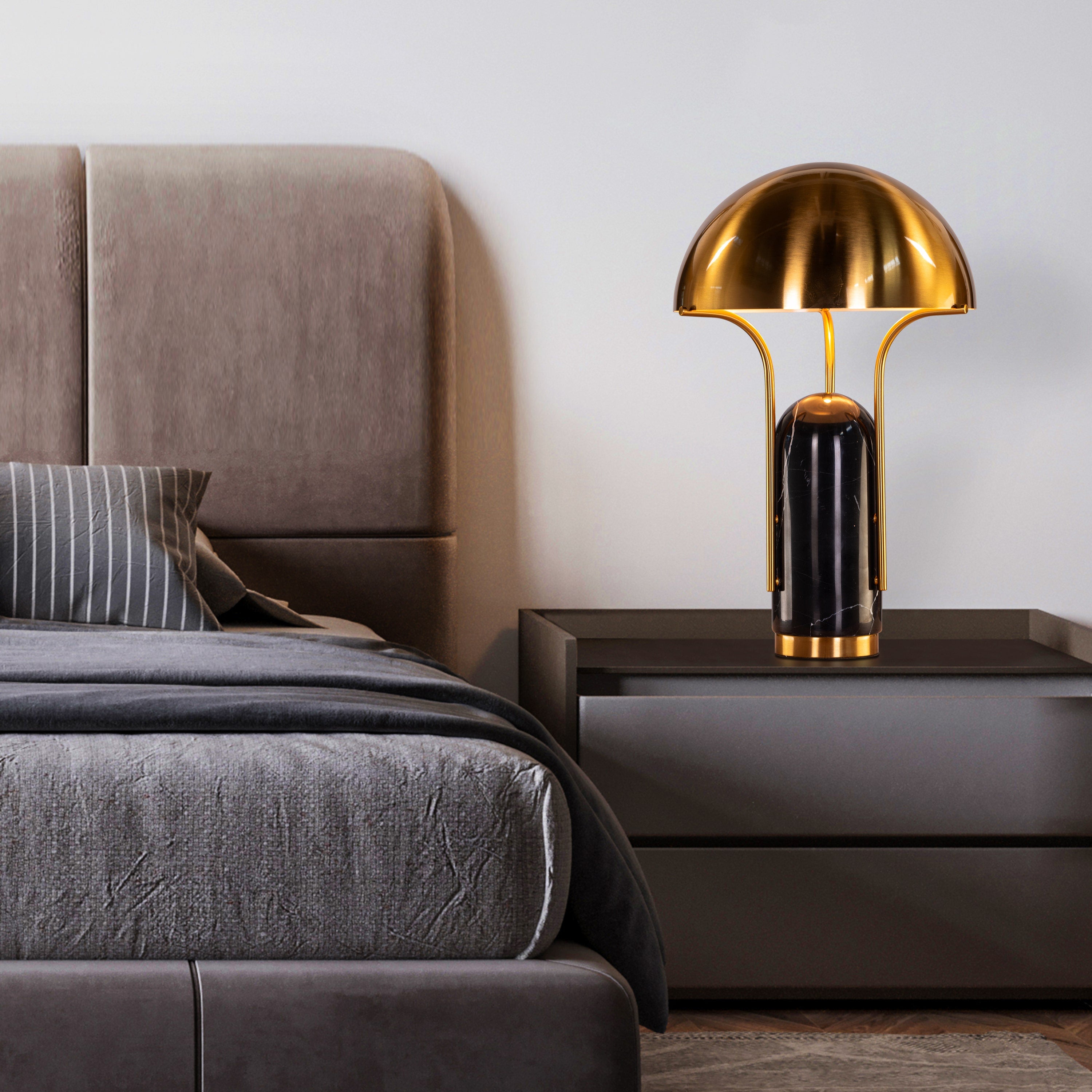 Painkiller (Black, Gold) Marble Table Lamp