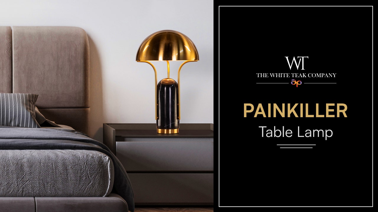 Painkiller (Black, Gold) Marble Table Lamp