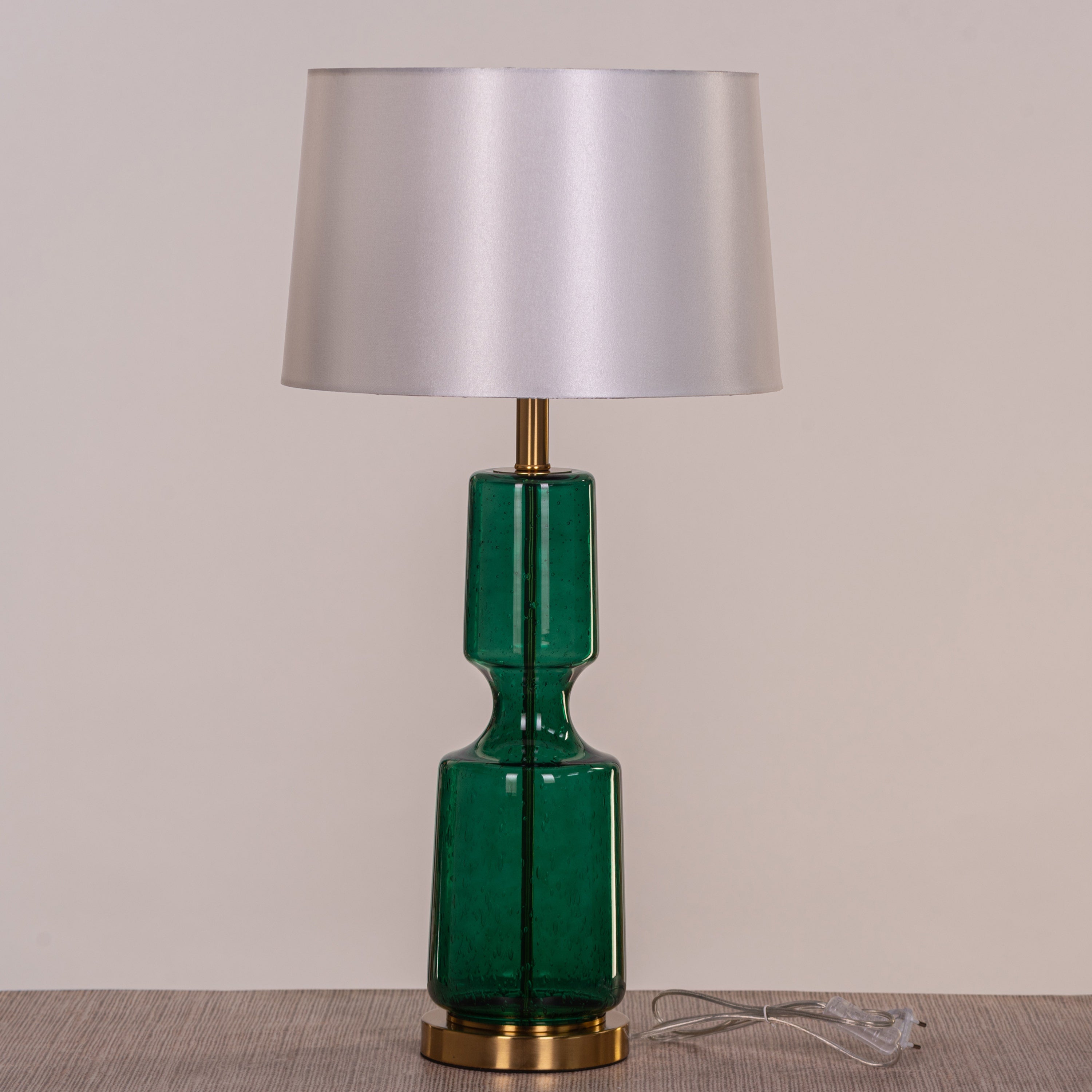 Cake By The Ocean (Green, Silver) Tinted Glass Table Lamp
