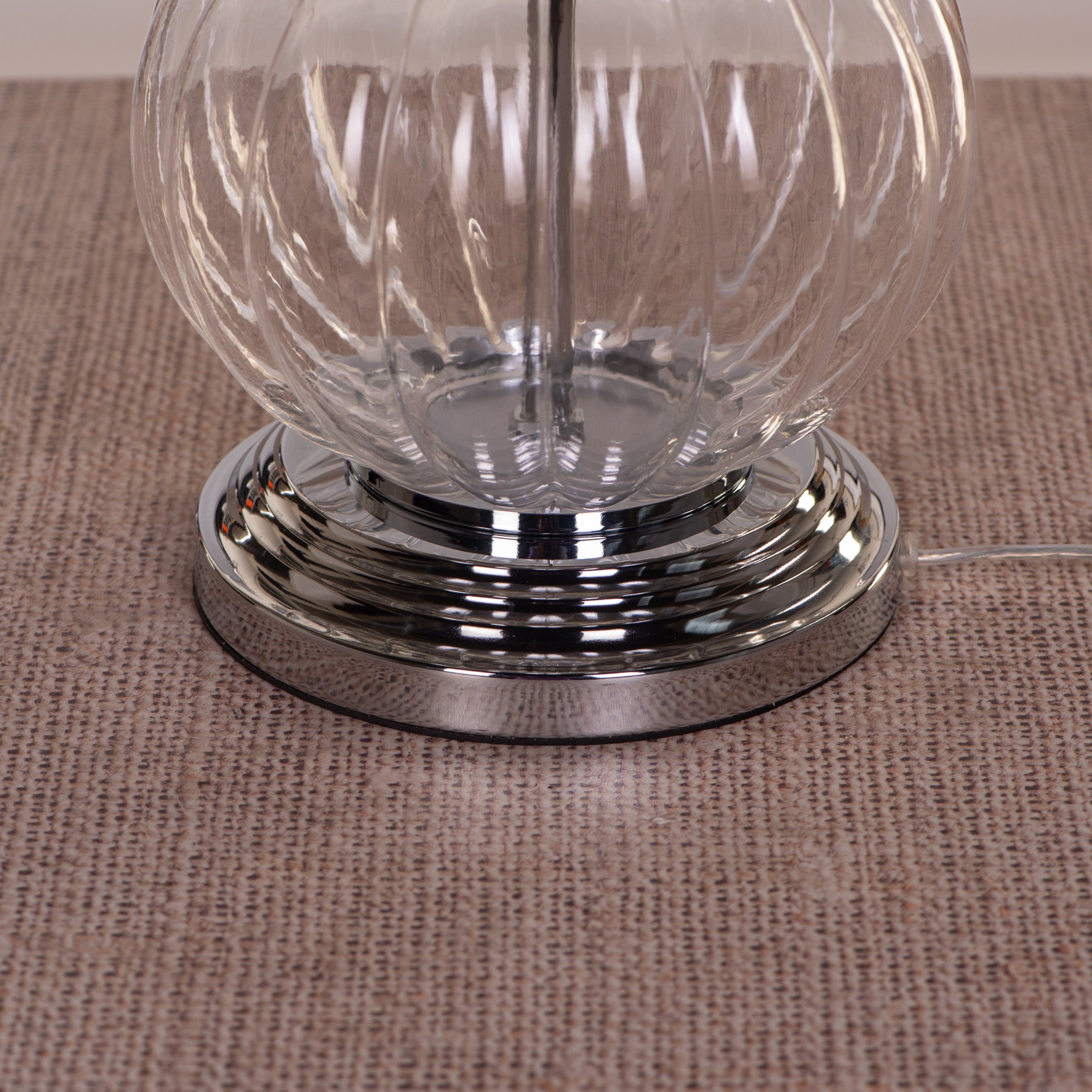 Like Never Before (Chrome, Black) Clear Glass Table Lamp