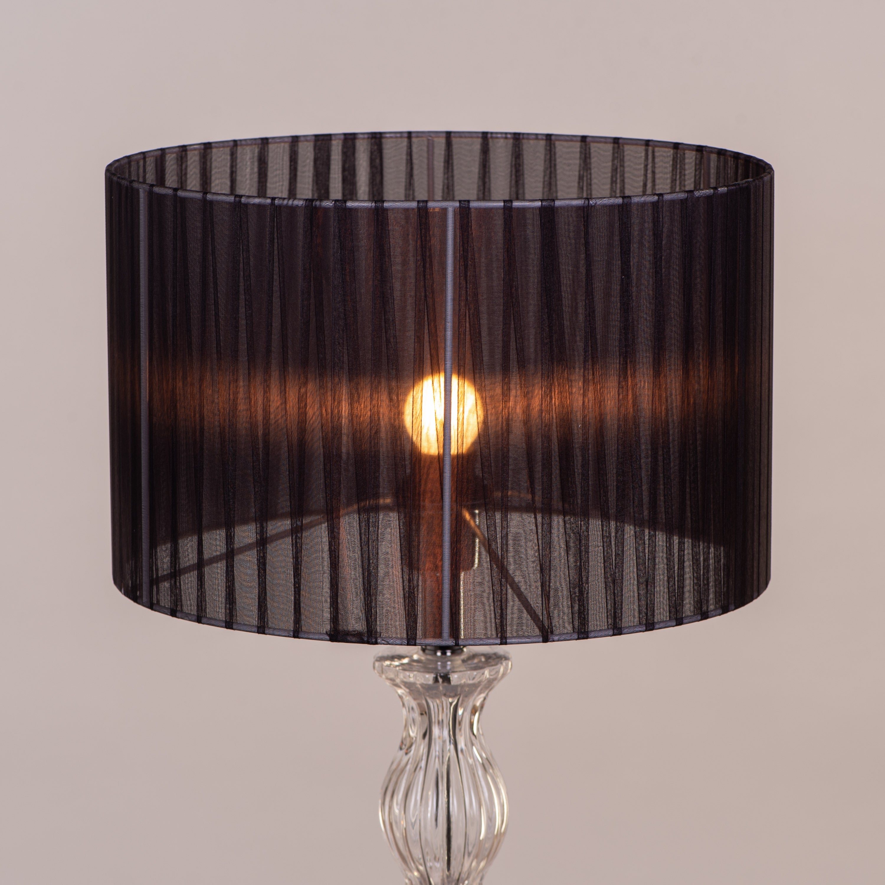 Like Never Before (Chrome, Black) Clear Glass Table Lamp