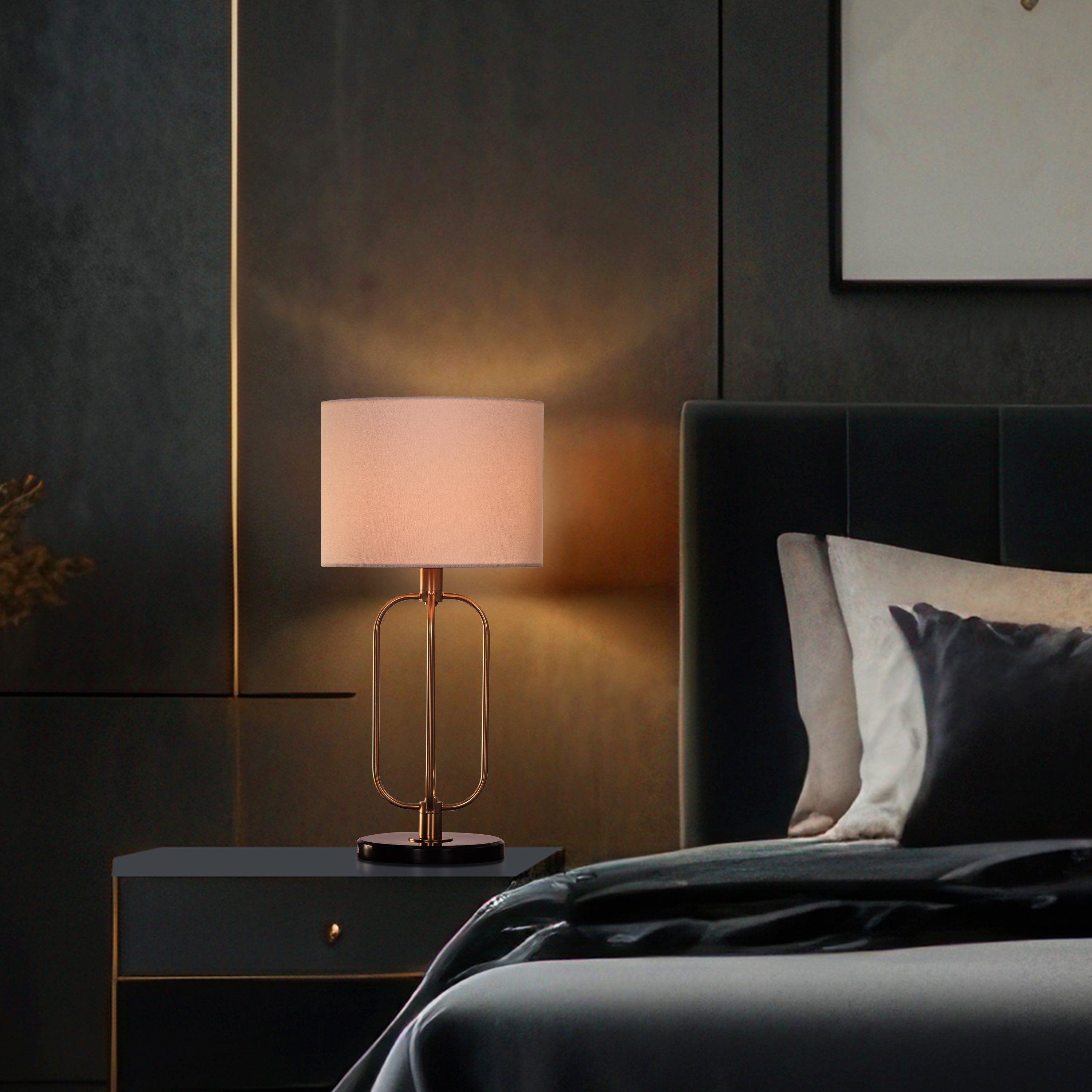 Auremont (Gold/Off-White) Marble Table Lamp