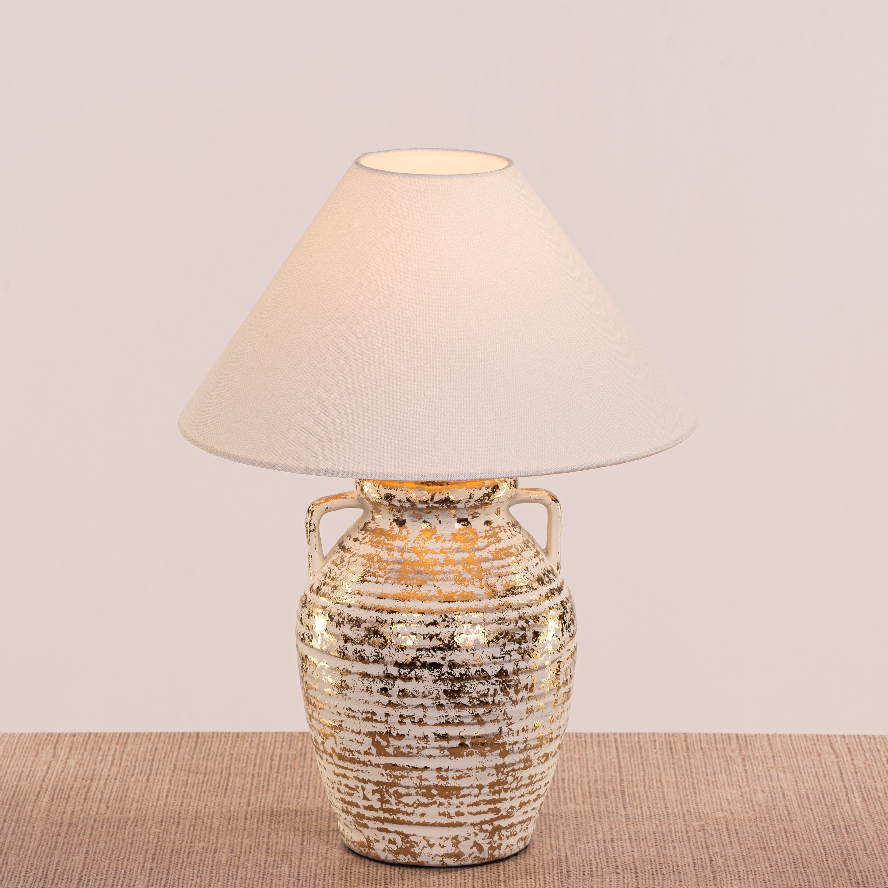 Velera (White, Gold) Fabric Table Lamp