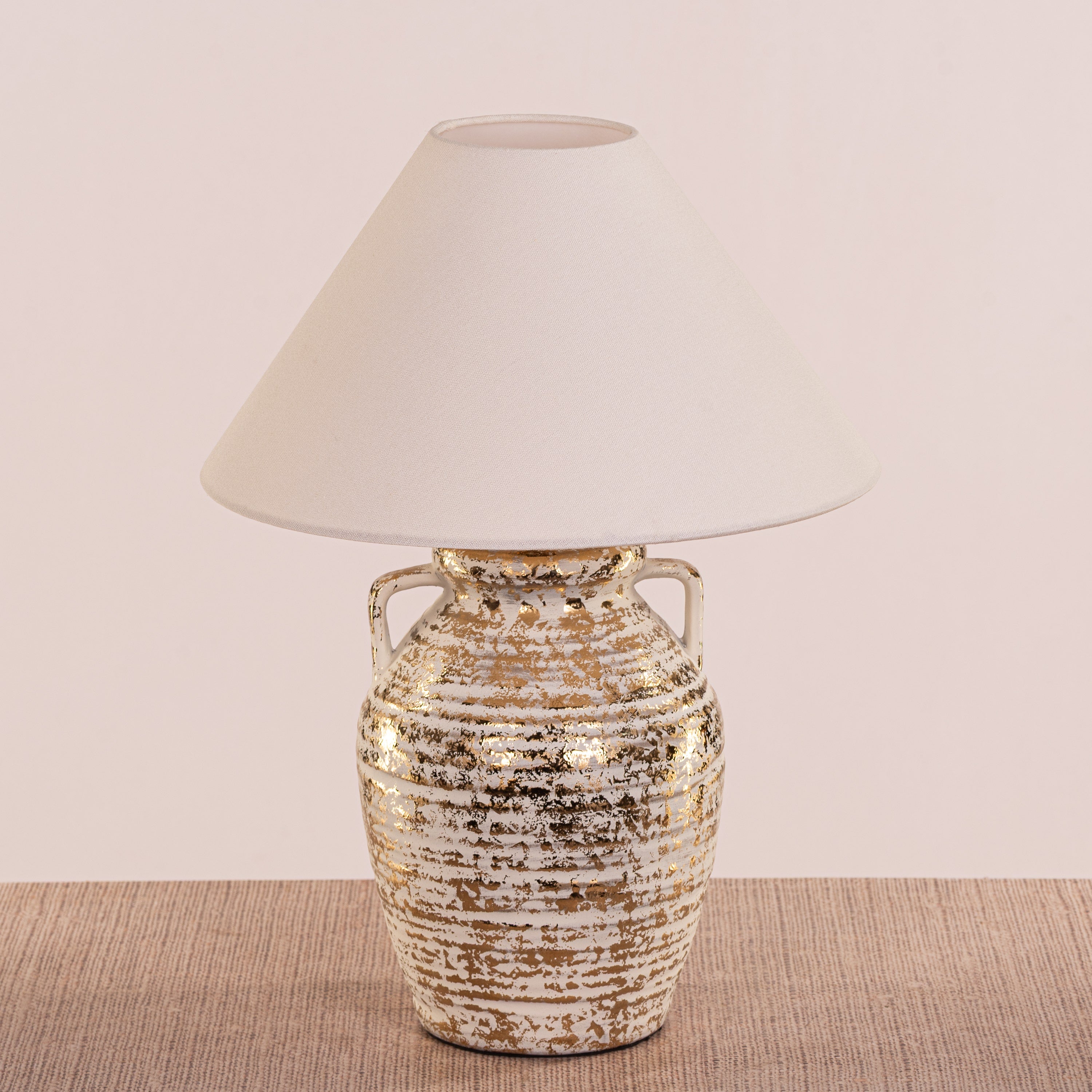 Velera (White, Gold) Fabric Table Lamp