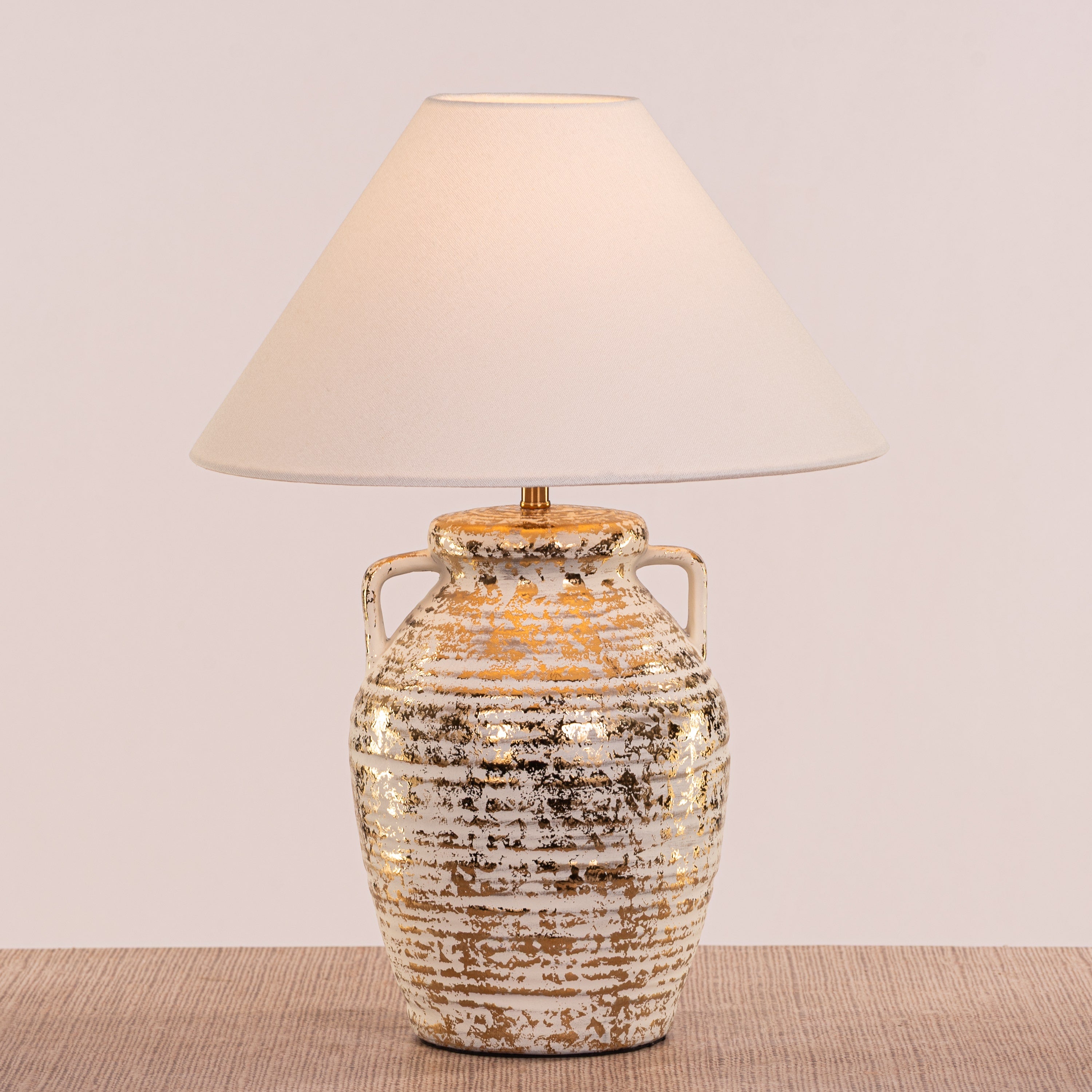 Velera (White, Gold) Fabric Table Lamp